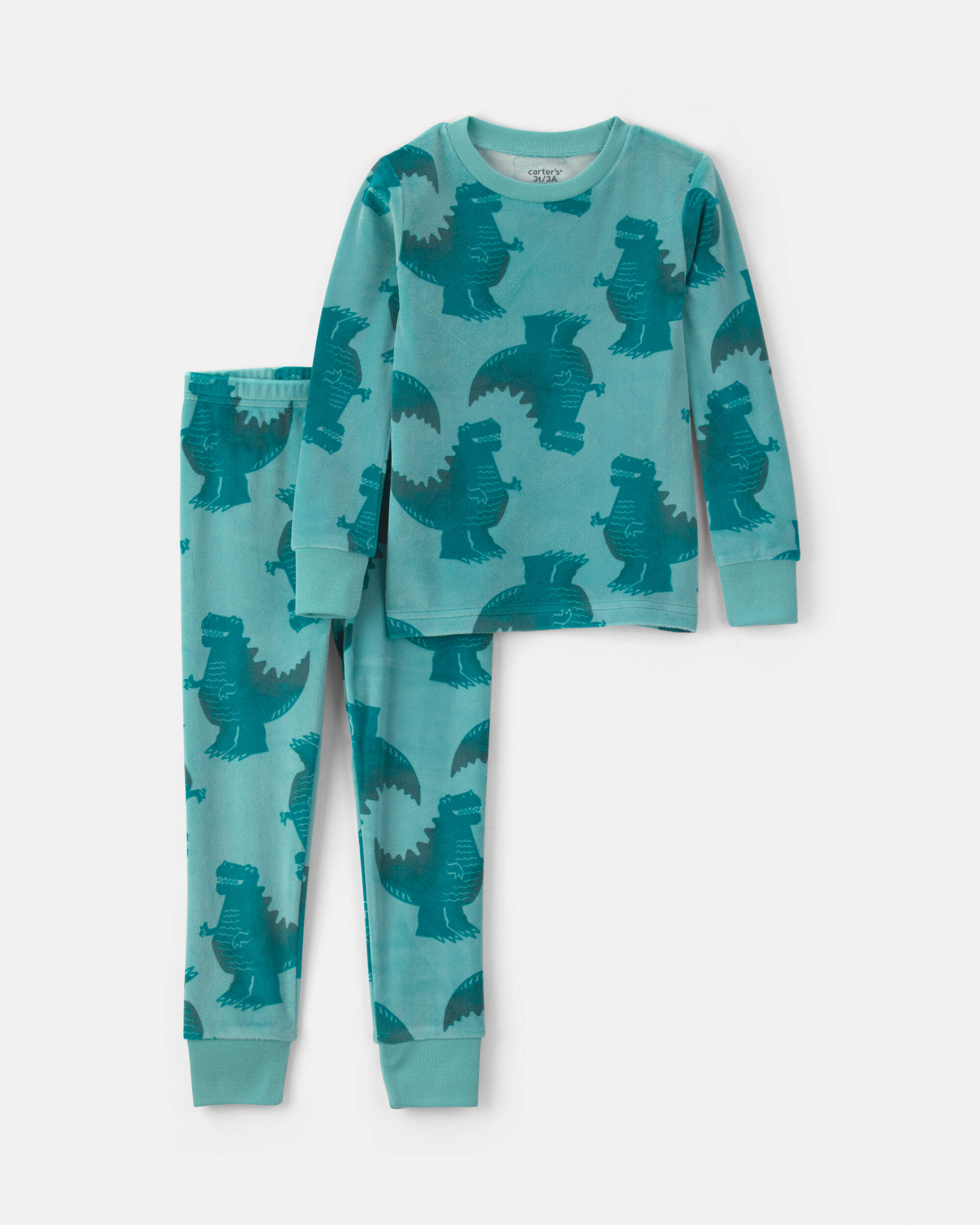 Toddler Boy 2-Piece Dino DreamPlush Snug Fit Pyjama Set - Green