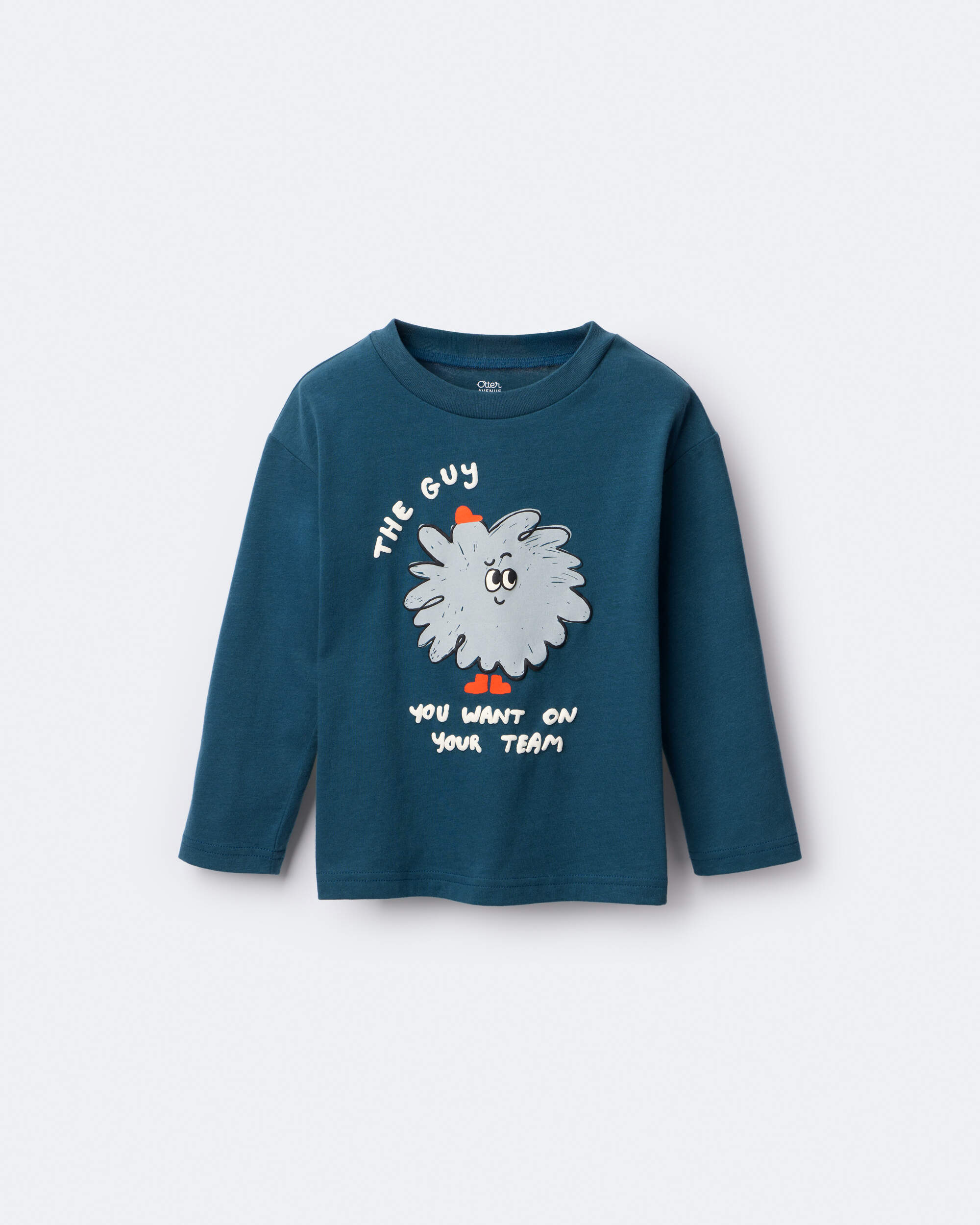 Toddler Boy Squish Character Long-Sleeve Relaxed Graphic Tee - Deep Teal