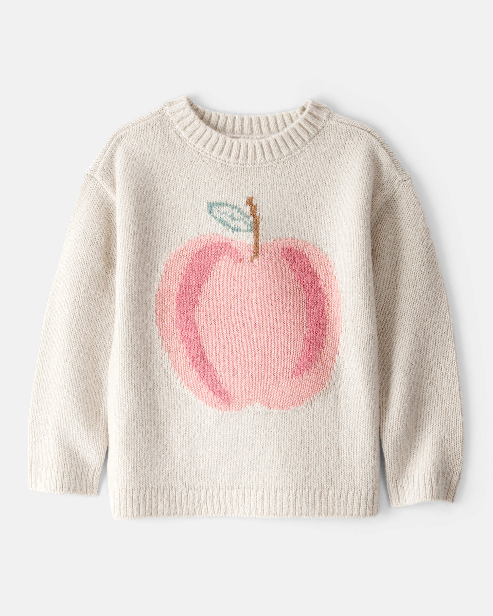 Toddler Girl Apple Long-Sleeve Sweater - Ivory