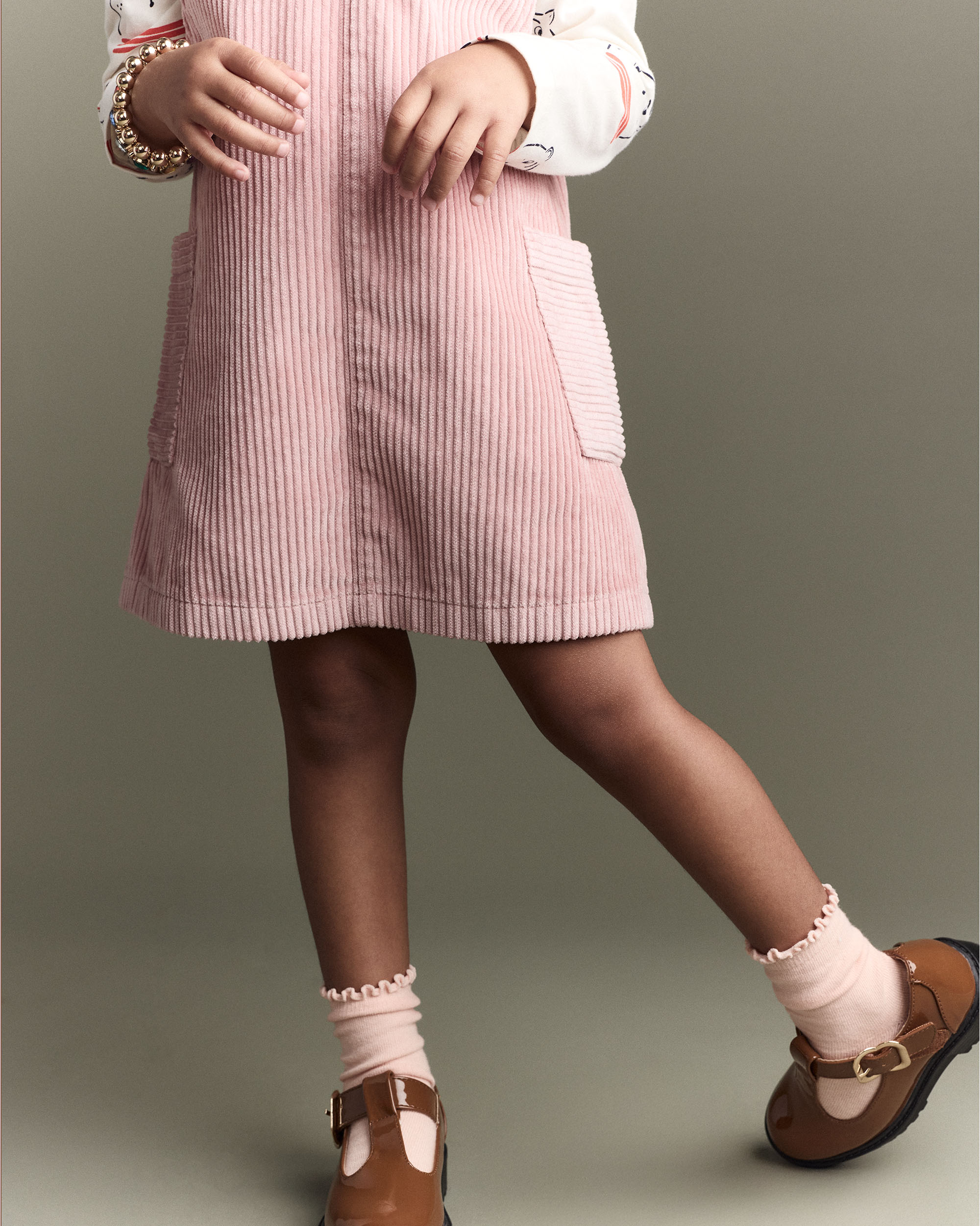 Toddler Girl Otter Pocket Corduroy Jumper - Light Pink