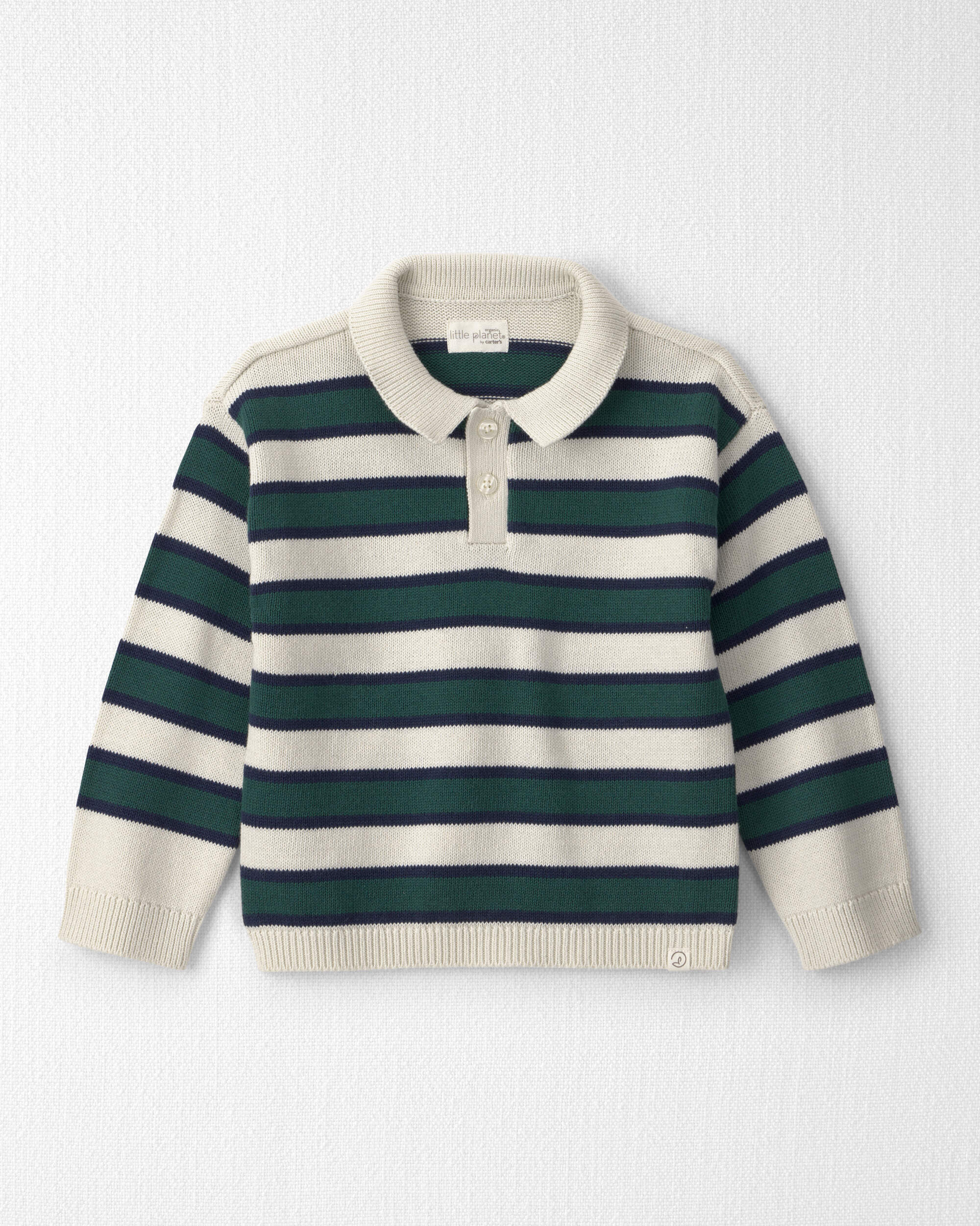 Toddler Boy Organic Cotton Sweater Knit Polo Stripes