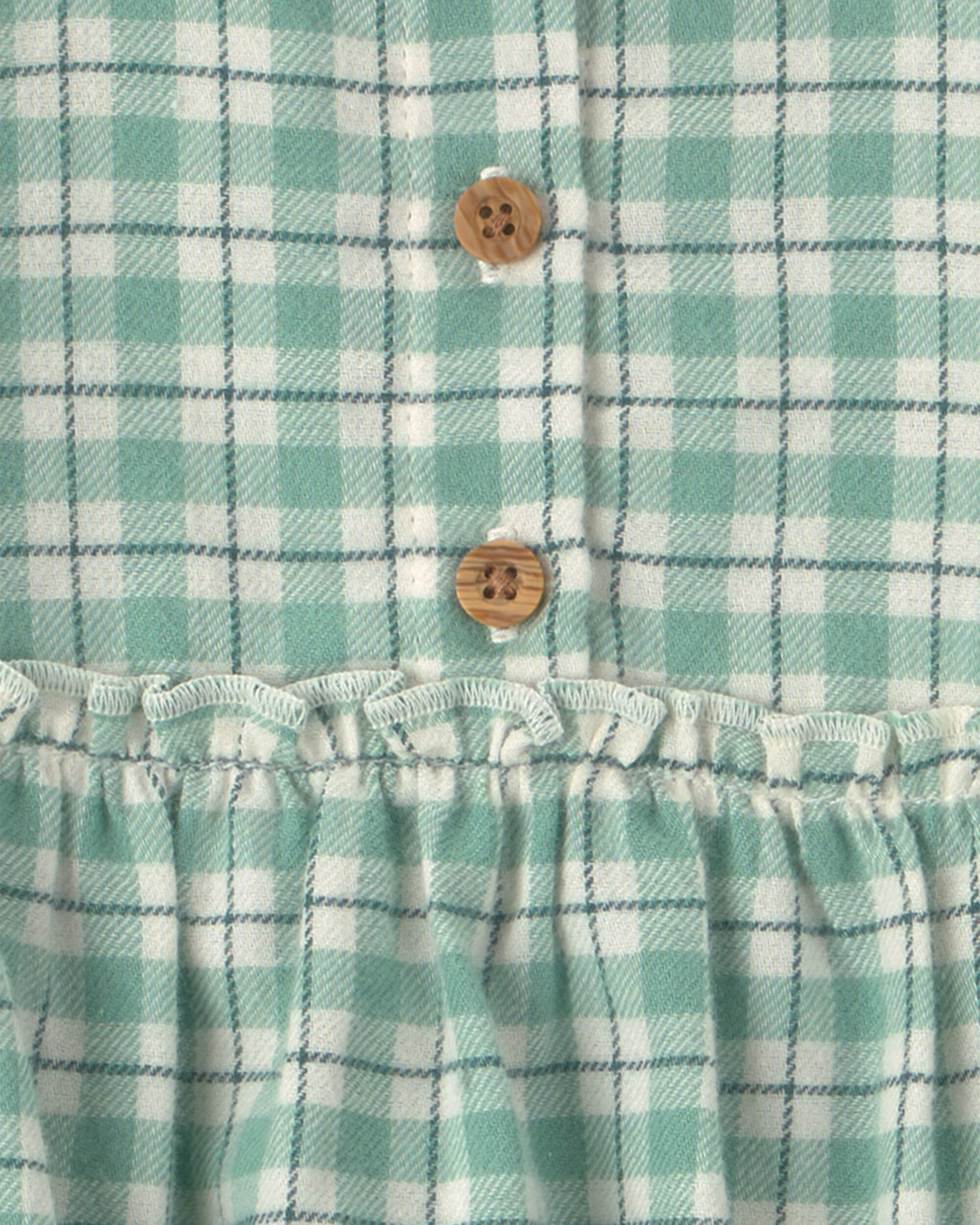 Baby Girl 3-Piece Flannel Long-Sleeve Bubble Set - Green