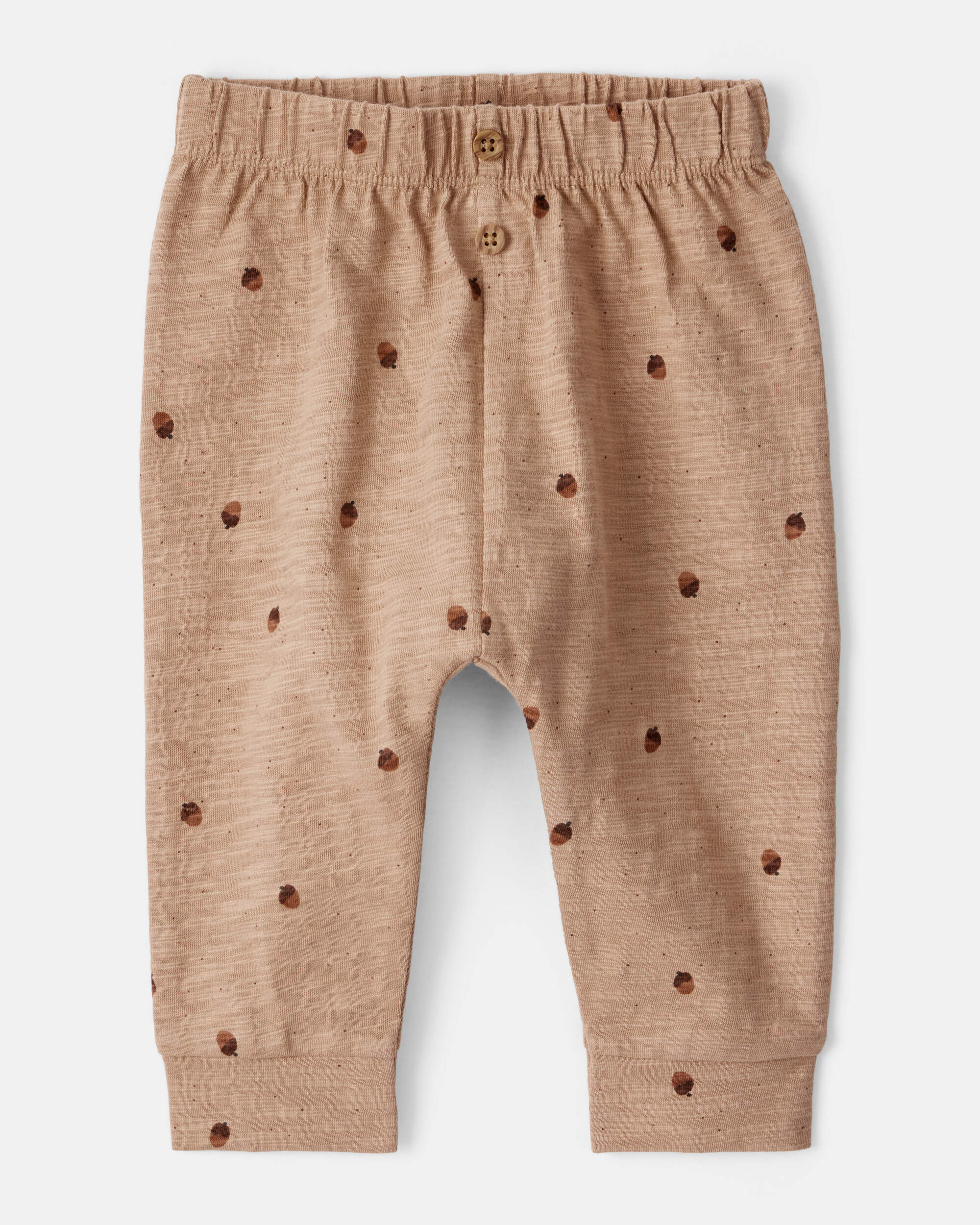 Baby 2-Piece Thanksgiving Acorn Print Cotton Long-Sleeve Tee & Pant Set - Brown/Cream