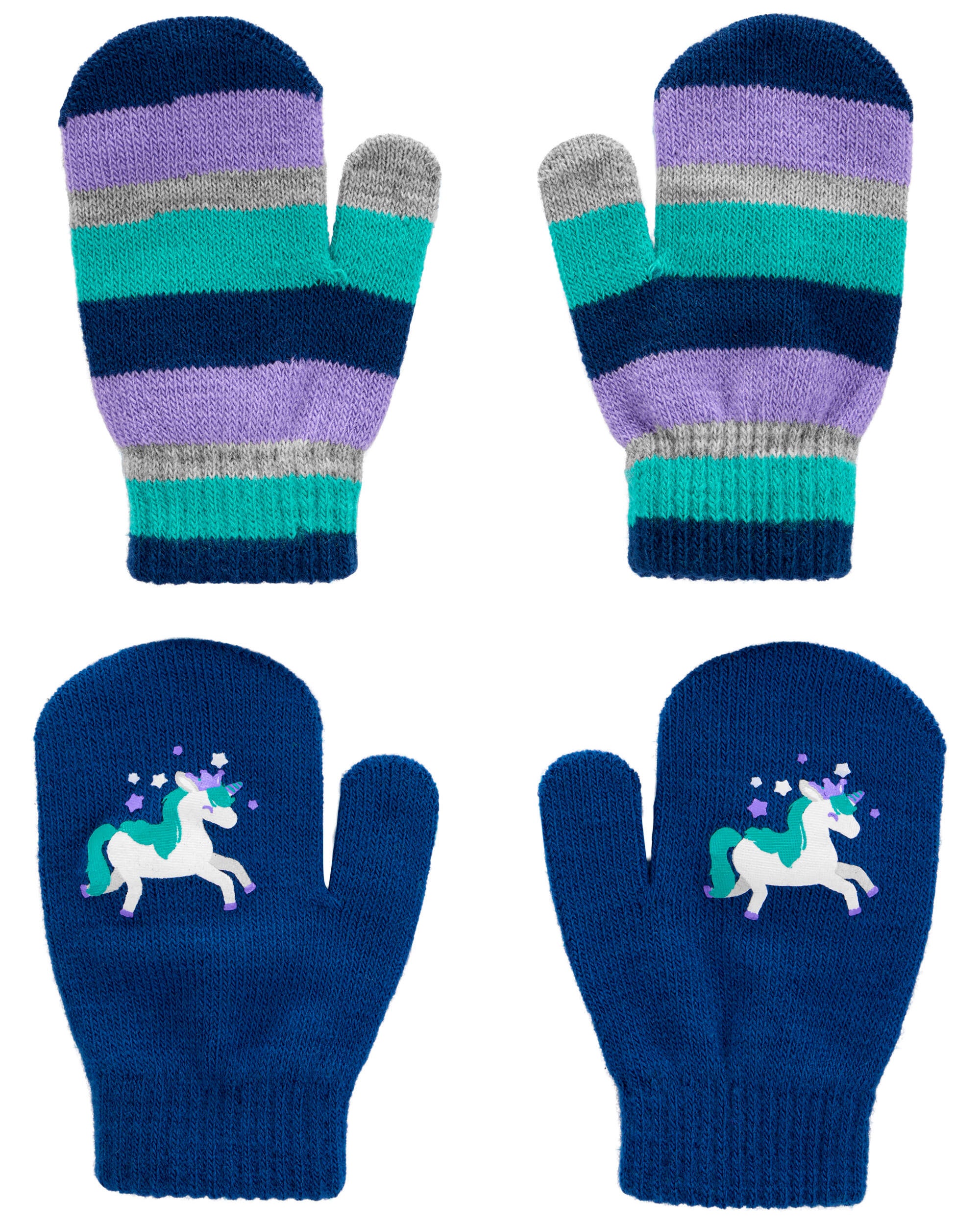 Toddler Girls Toddler Kombi 2 Pack Dancing Unicorn Gripper Mittens 2 4
