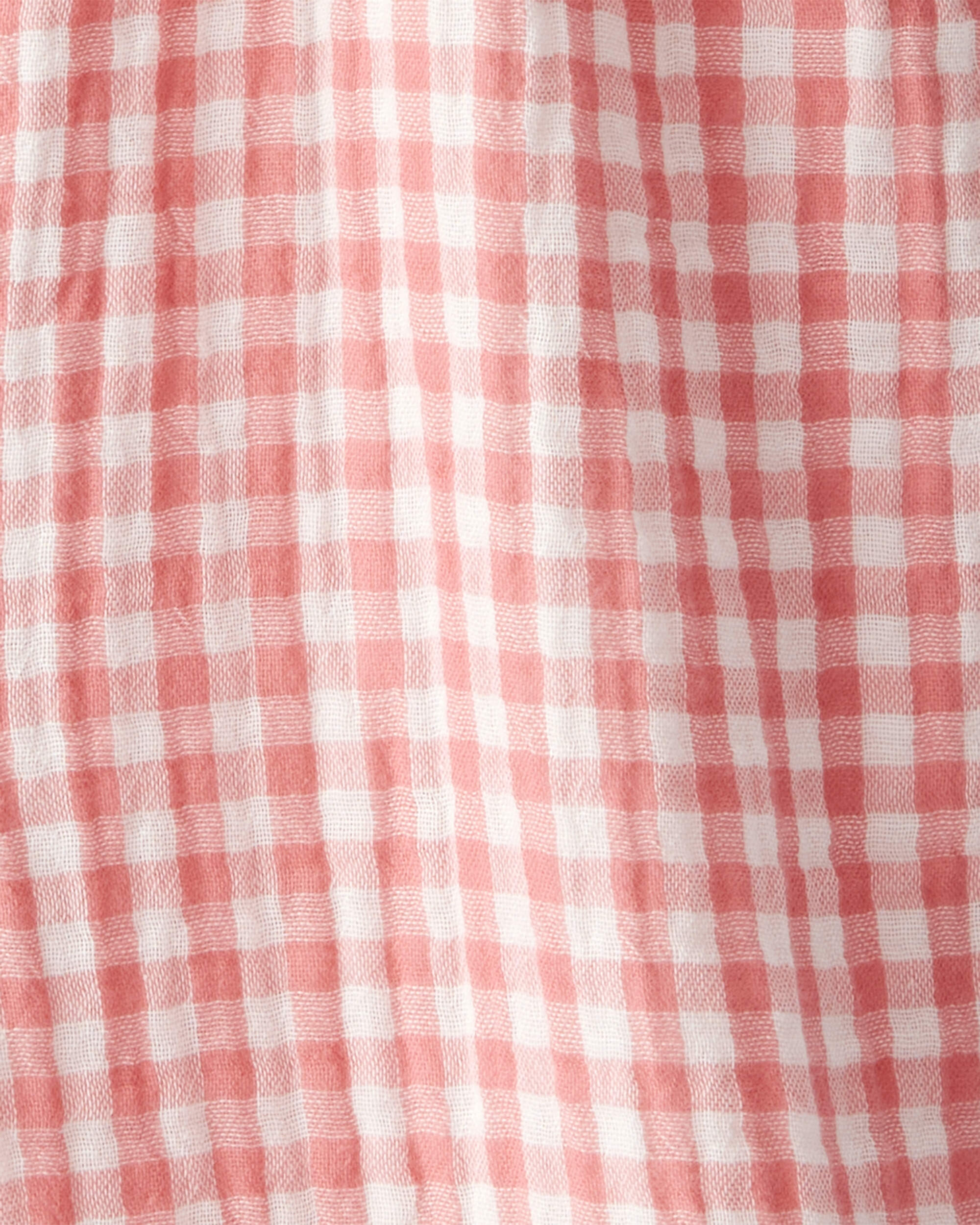 Toddler Organic Cotton Gauze Gingham Jumpsuit
