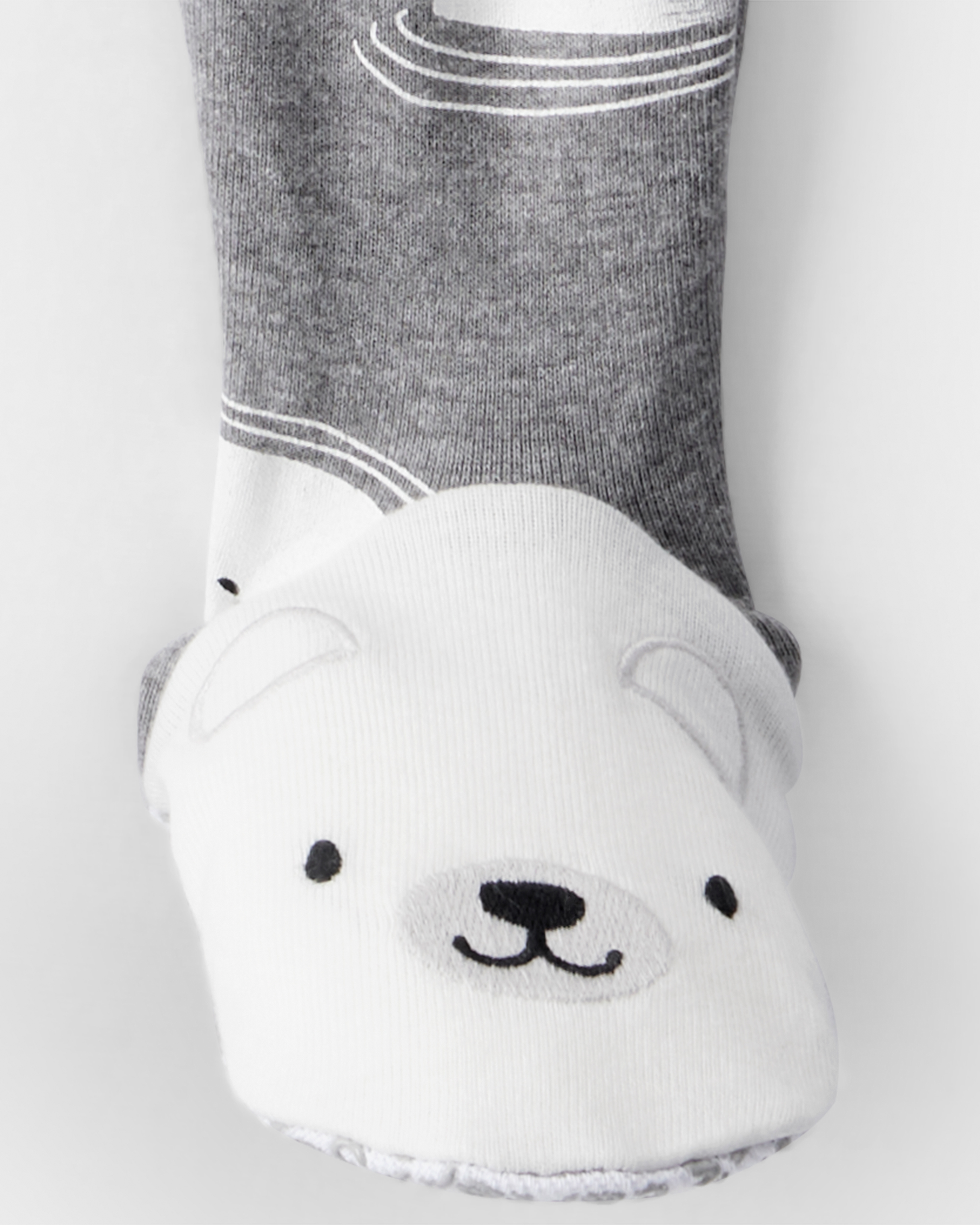 Baby Boy Polar Bear Cotton Snug Fit 2-Way Zip Footie 1-Piece Pyjamas - Grey