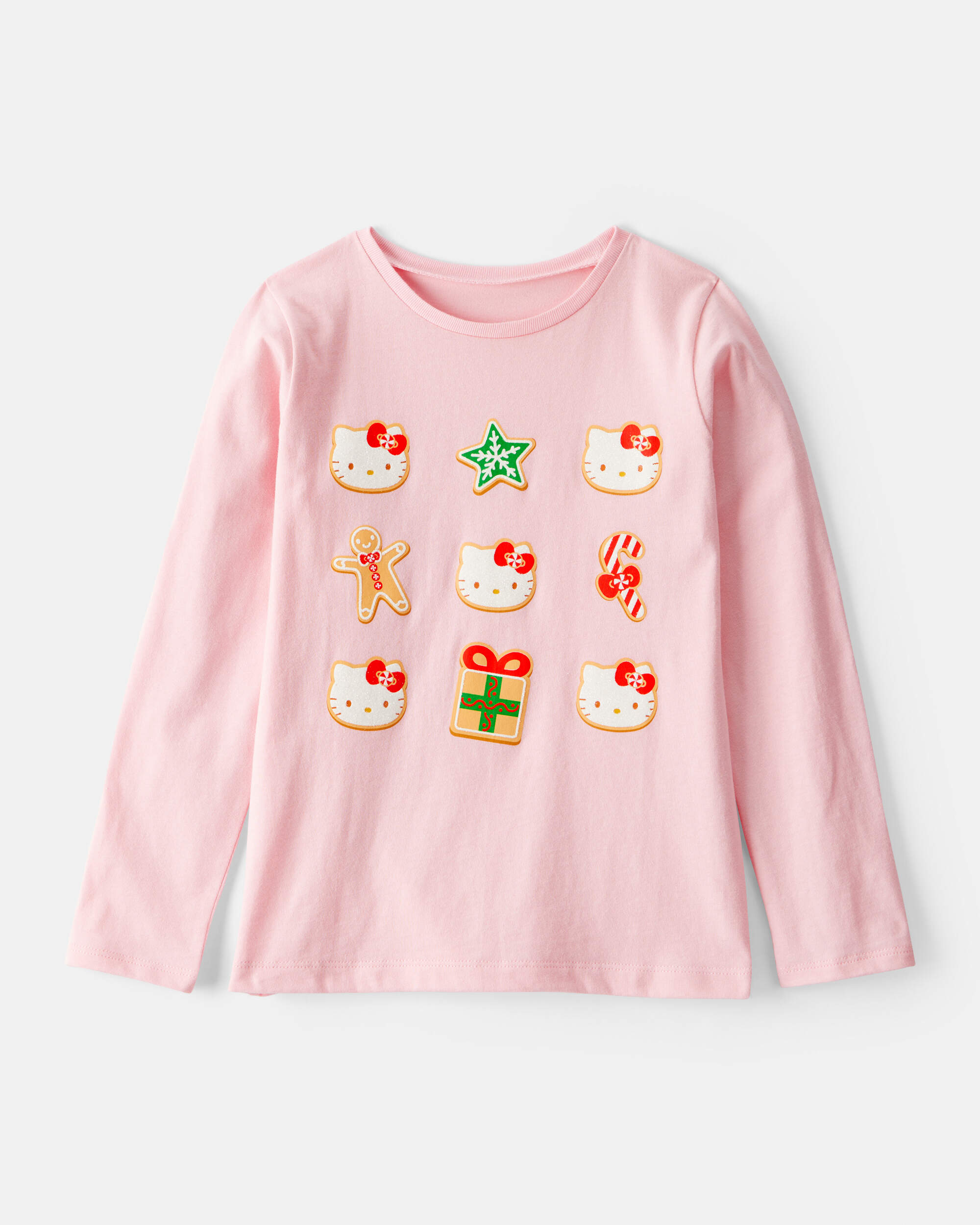 Girls Christmas Hello Kitty® Long-Sleeve Graphic Tee - Pink