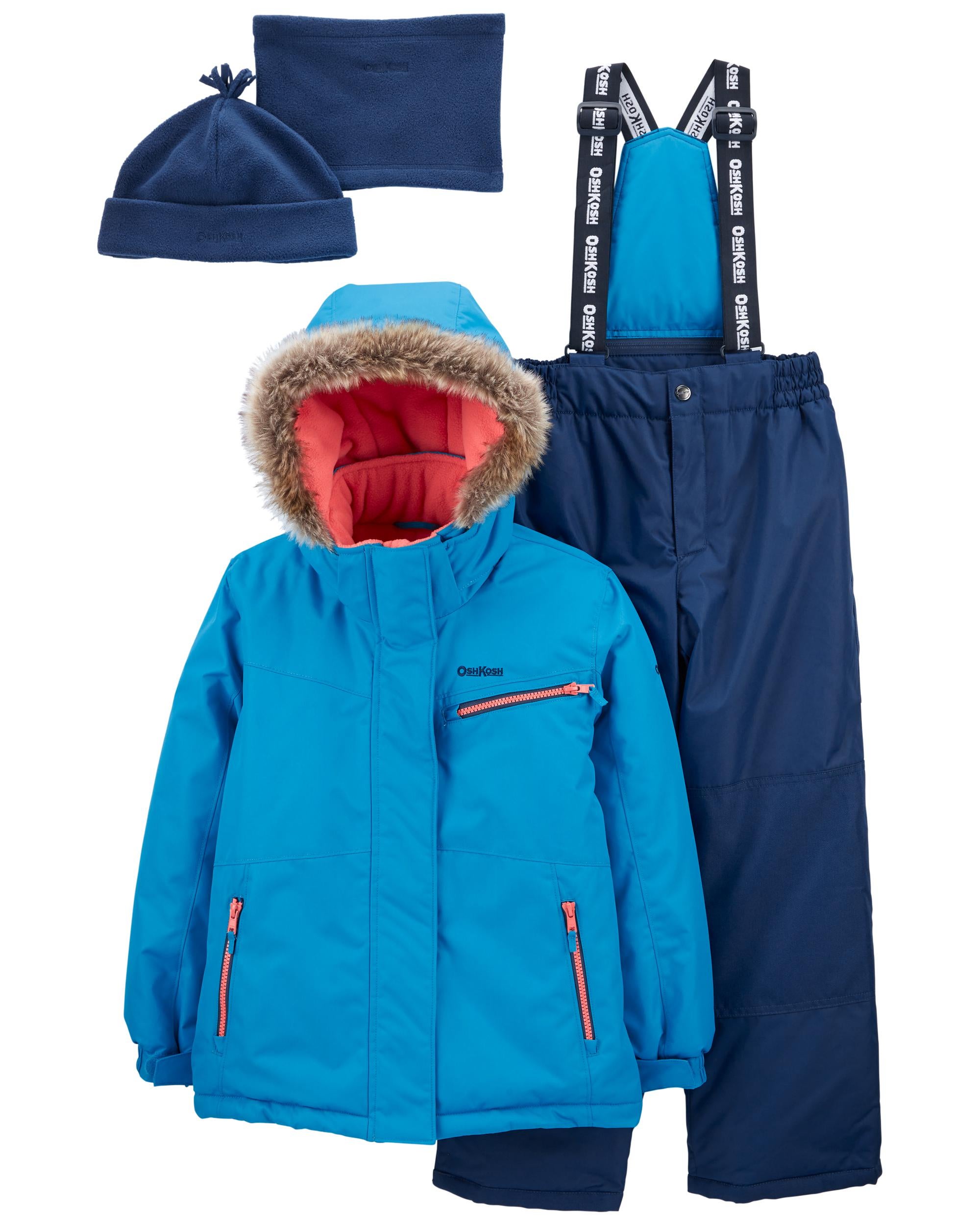 Multi 2-Piece Snowsuit With Bonus Hat And Neck Warmer