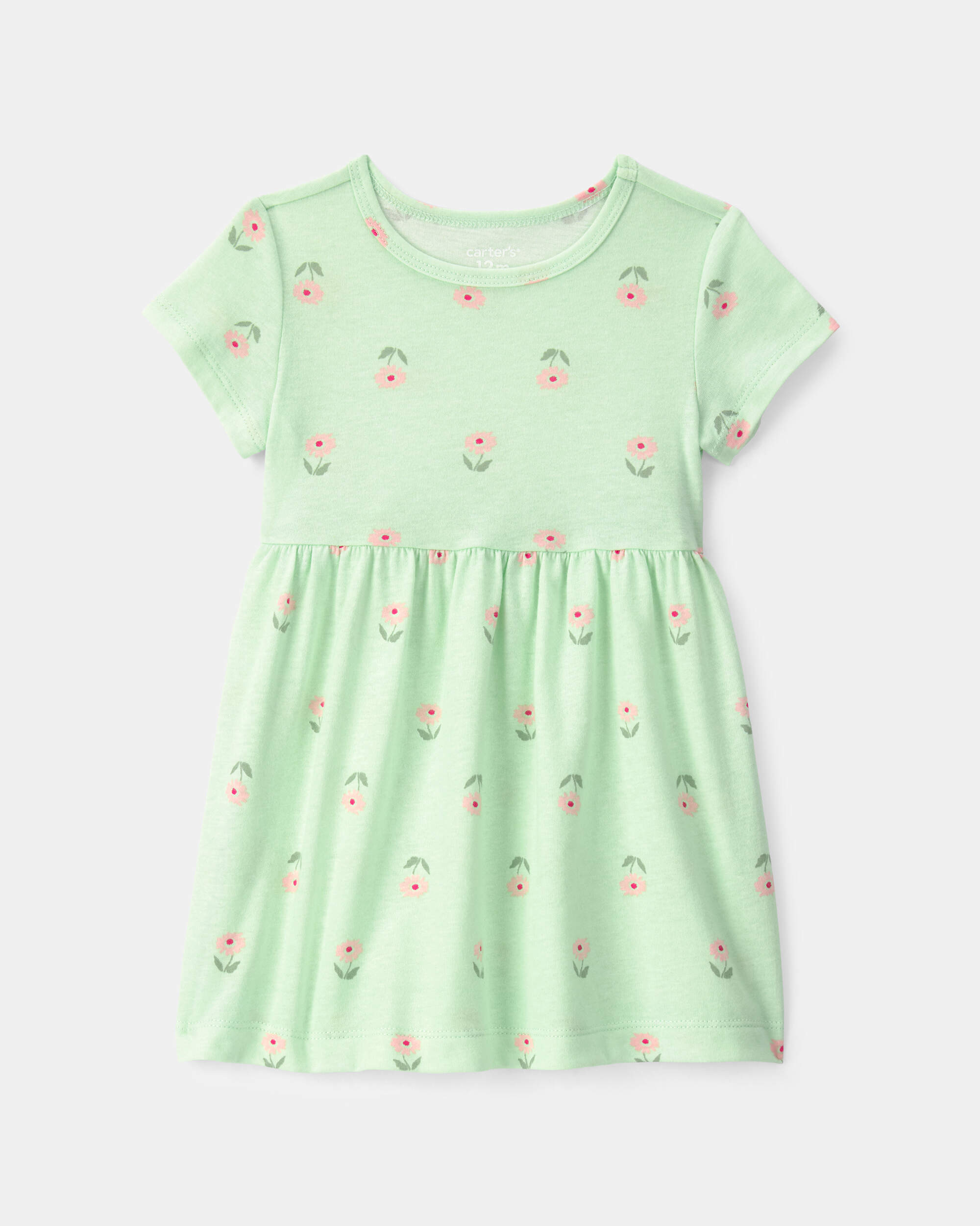 Baby Girl Floral Short-Sleeve Dress - Green