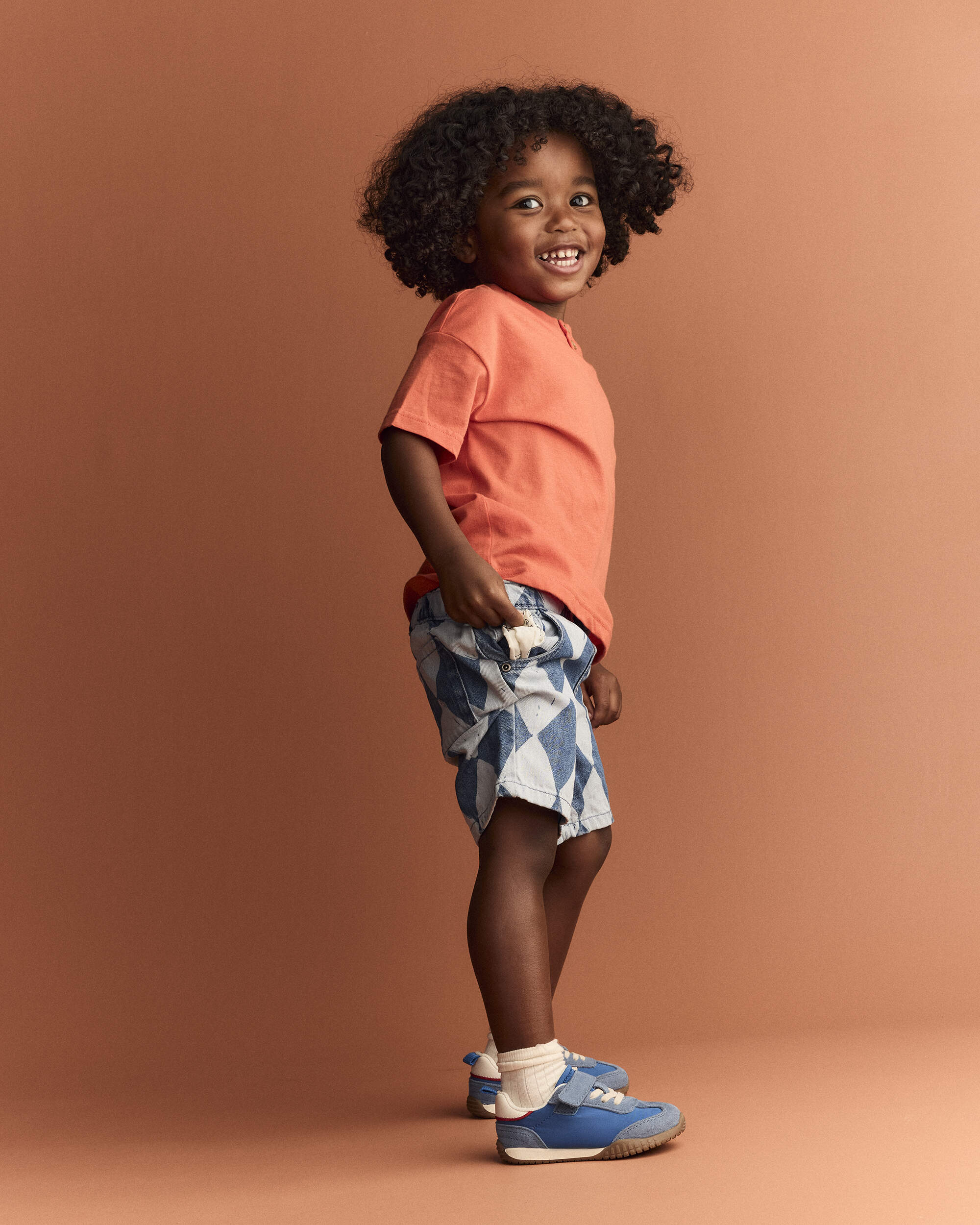 Toddler Boy Button-Front Tee - Orange