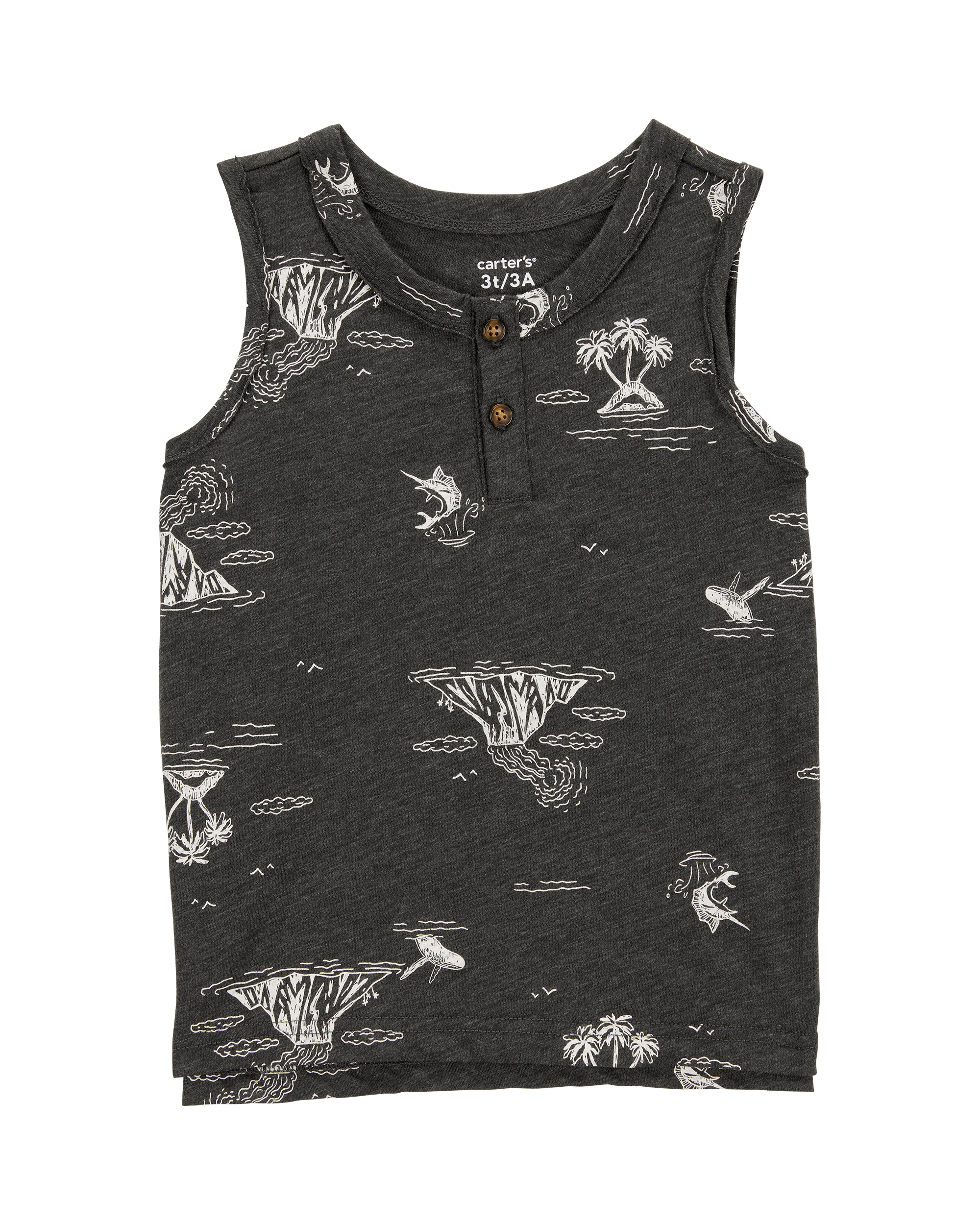 Toddler Sea Print Sleeveless Slub Jersey Tank