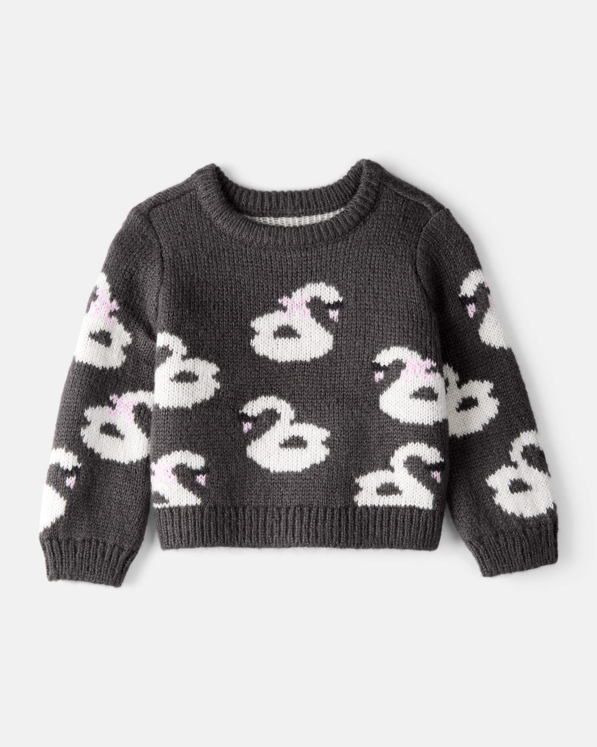 Baby Girl Swan Sweater - Black