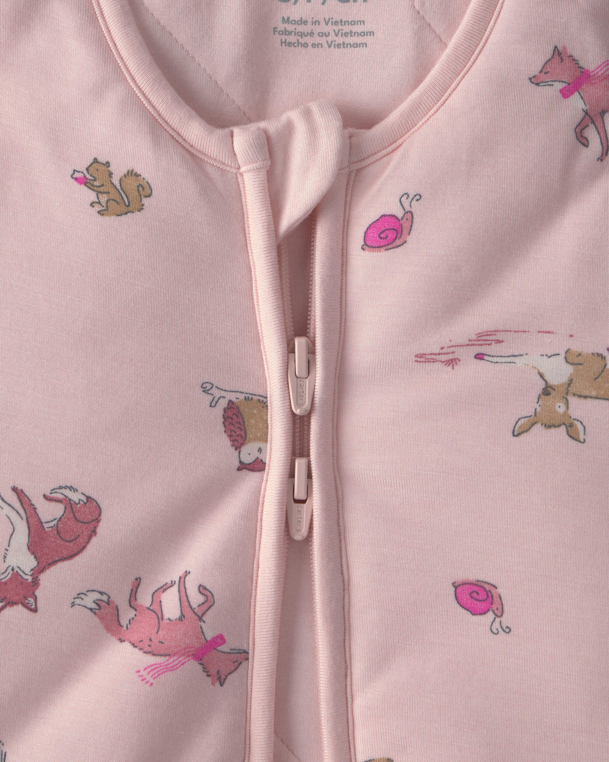 Baby Girl Woodland 2-Way Zip PurelySoft™ Wearable Blanket - Pink