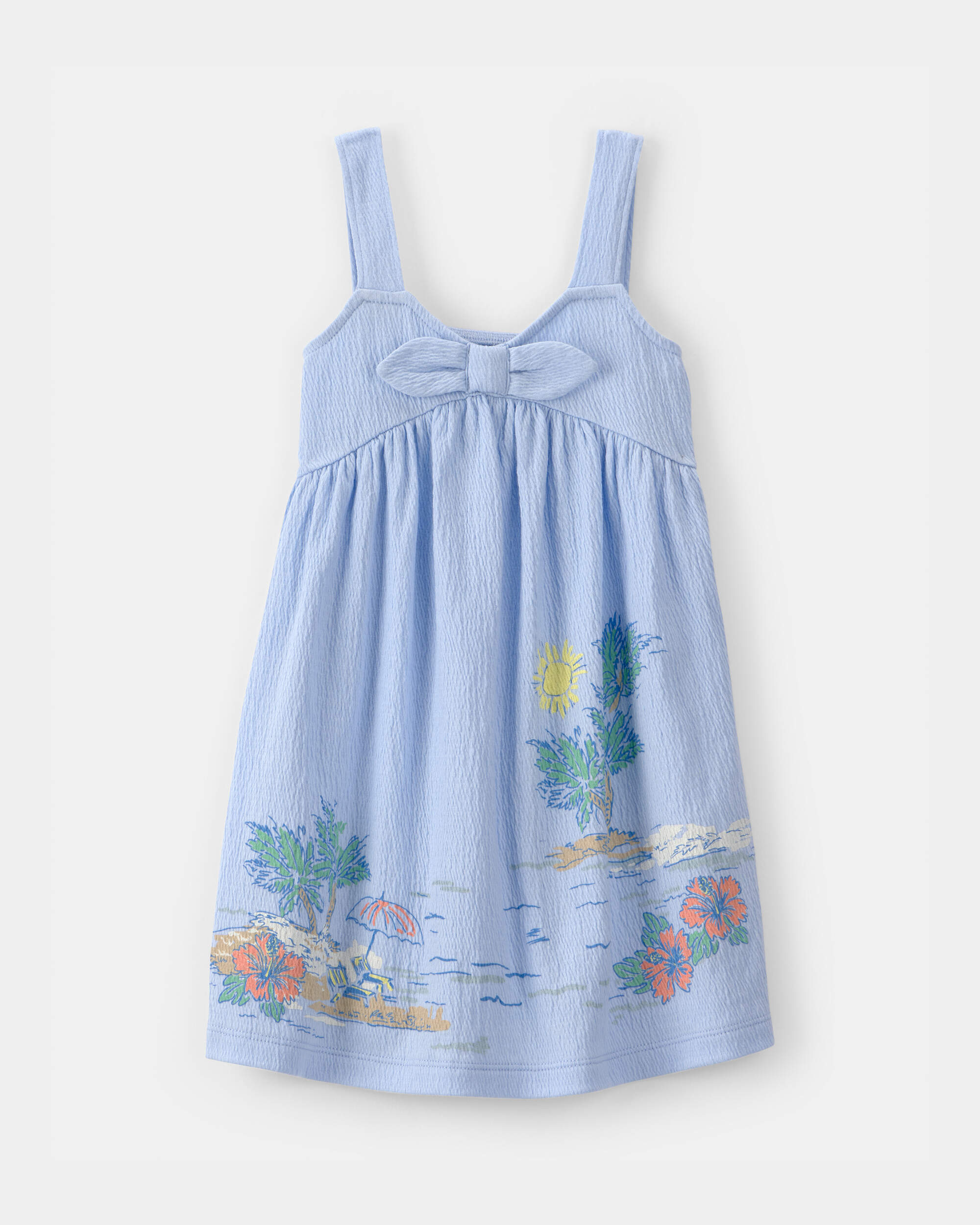 Toddler Girl Scenic Beach Sleeveless Dress - Blue
