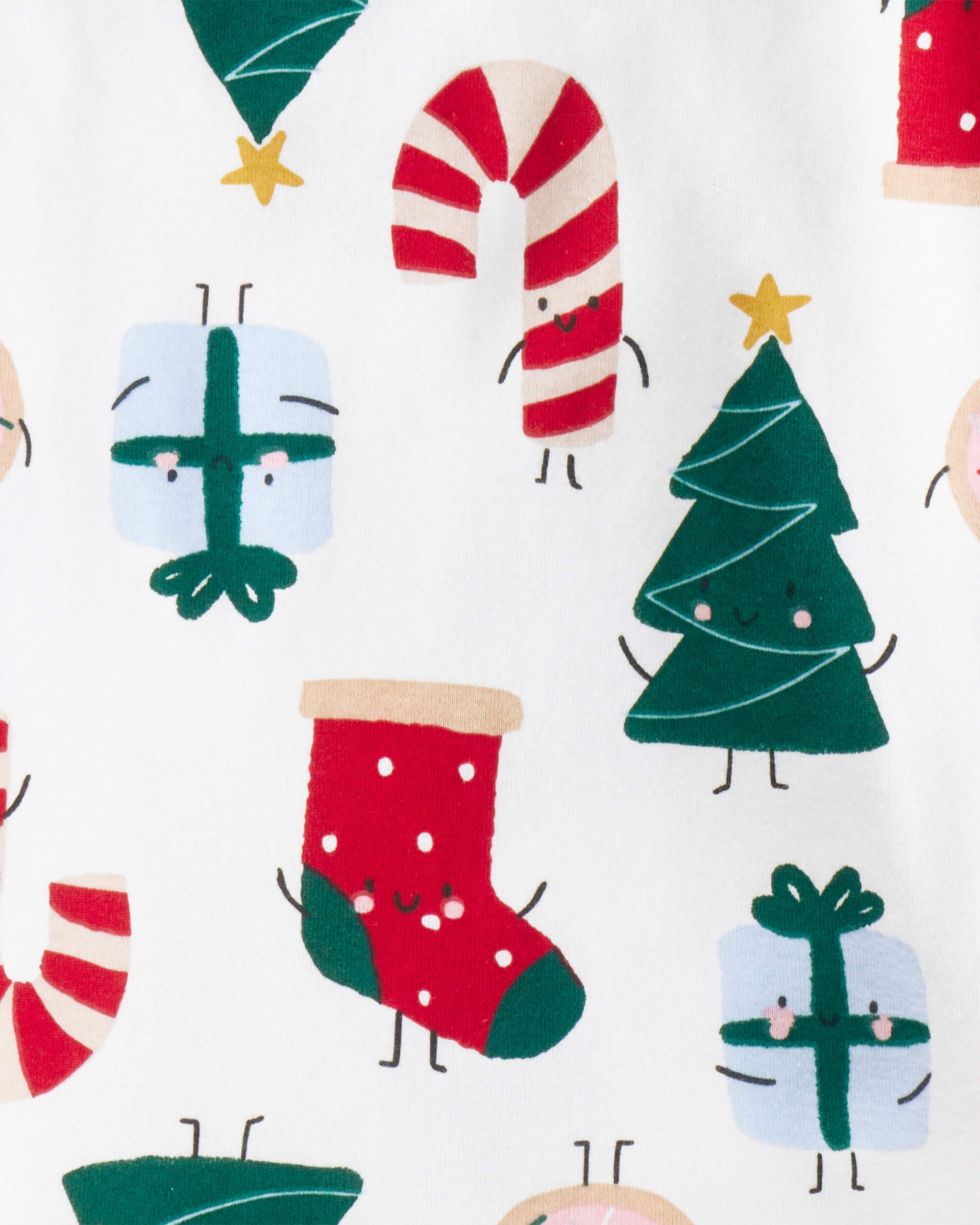 Toddler Santa Print 100% Cotton Long-Sleeve 2-Piece Pyjamas - White