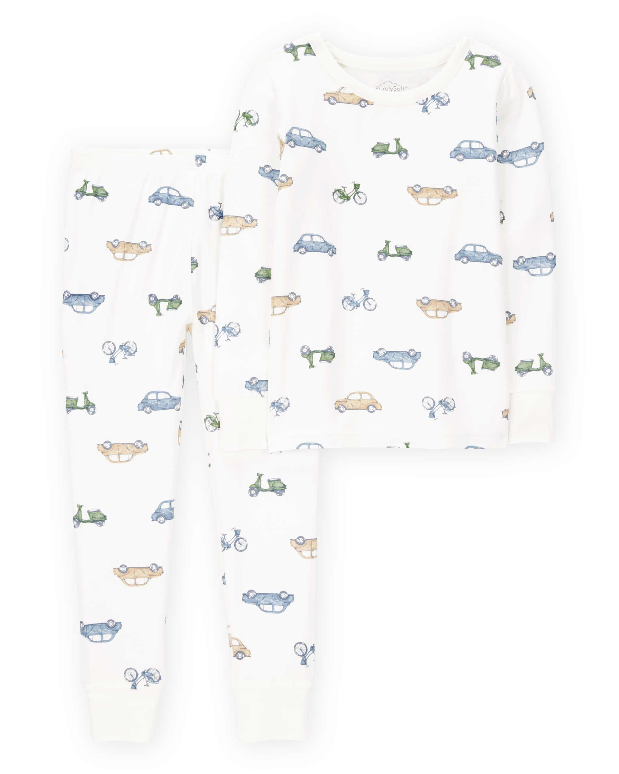 Toddler Car Print PurelySoft 2-Piece Pyjamas - Ivory