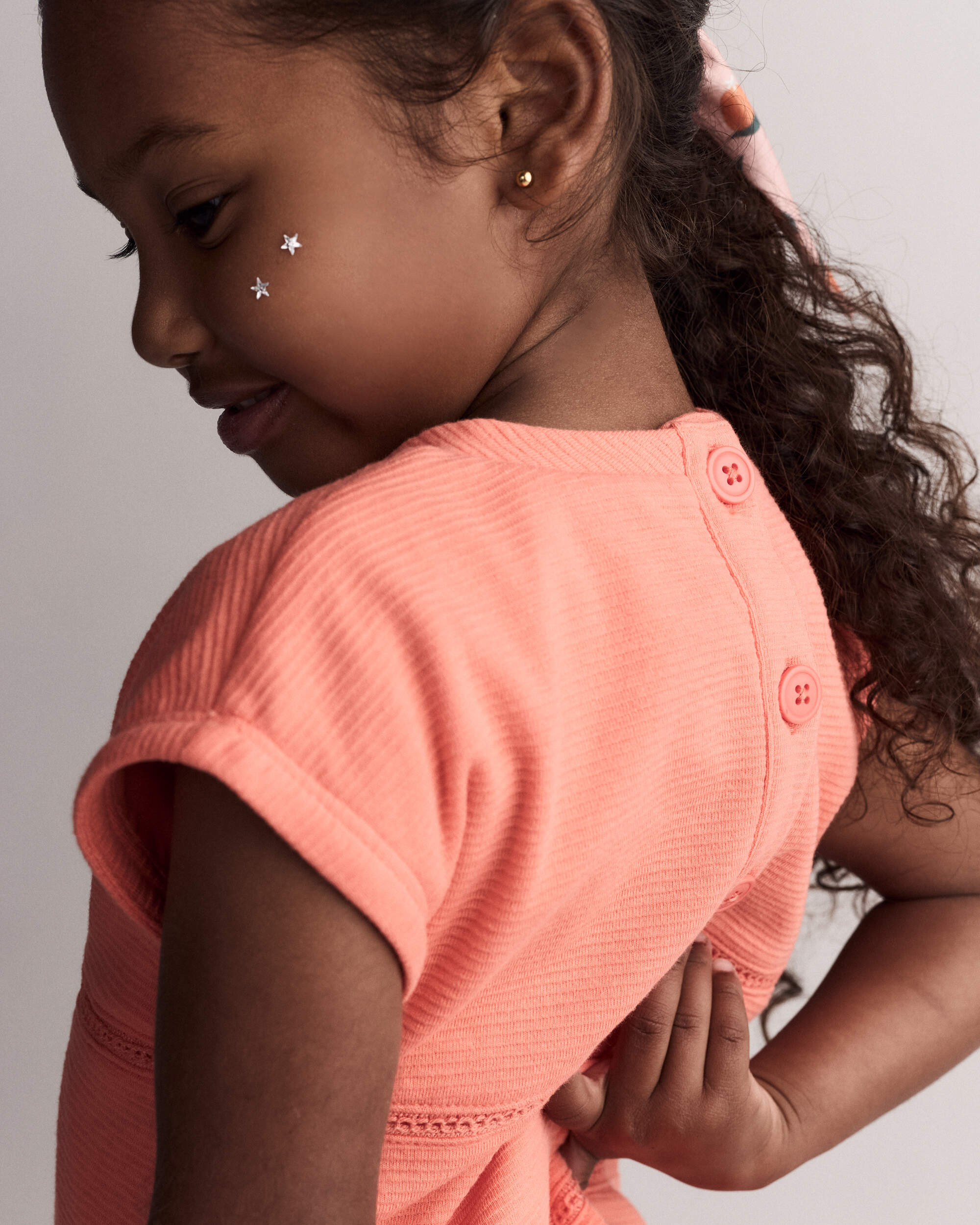 Toddler Girl Drop Waist Short-Sleeve Dress - Orange