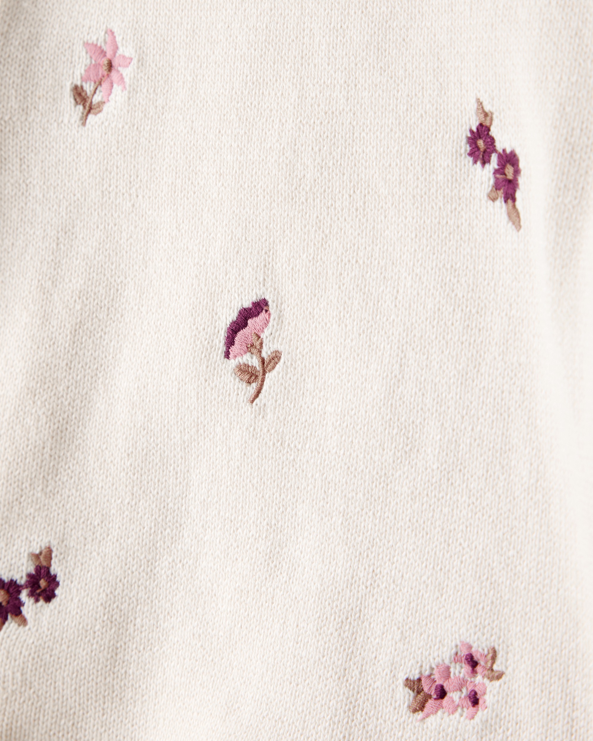 Baby Girl 2-Piece Floral Embroidered Short-Sleeve Top & Short Set - Cream