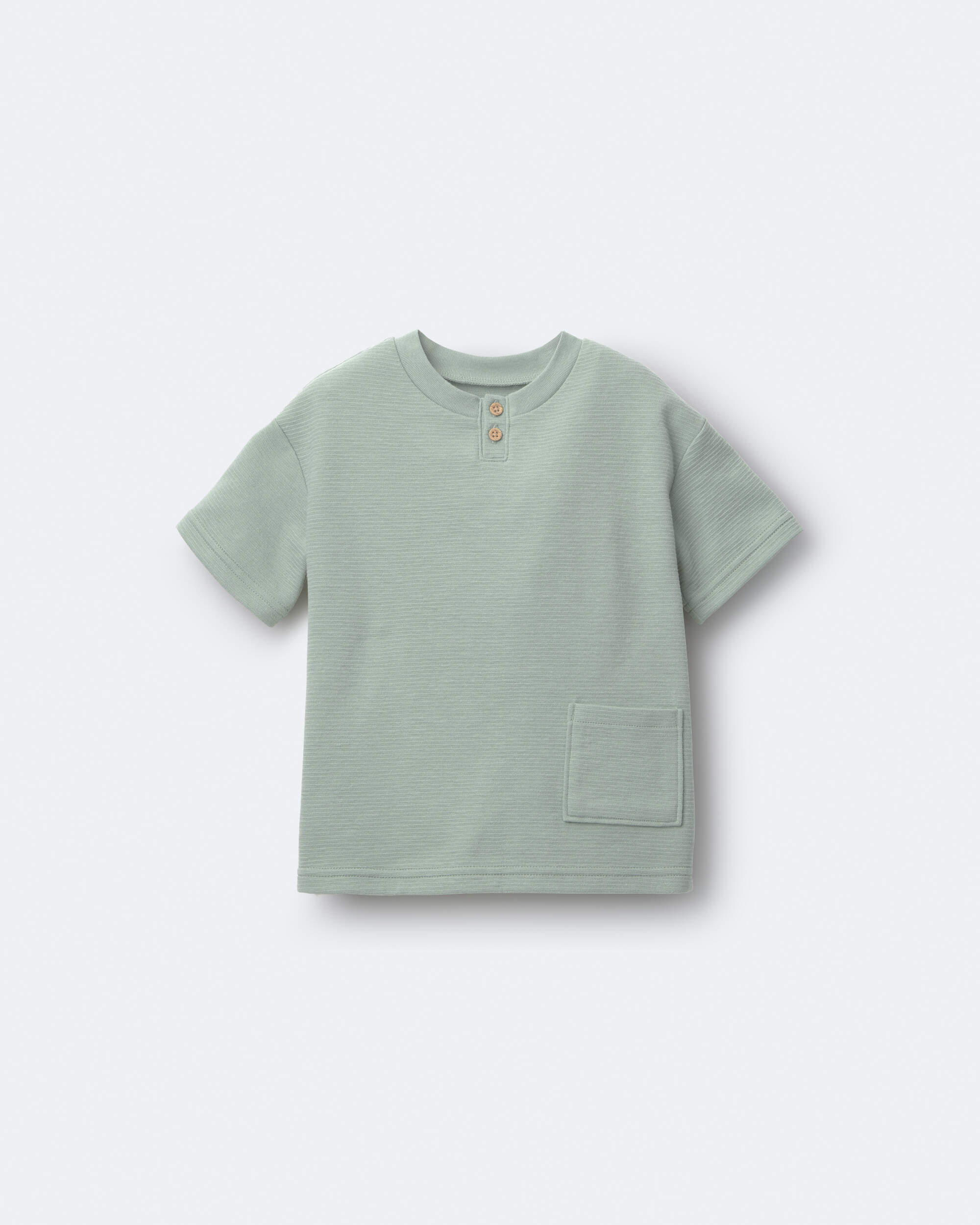 Toddler Boy Button-Front Tee with Pocket - Sage