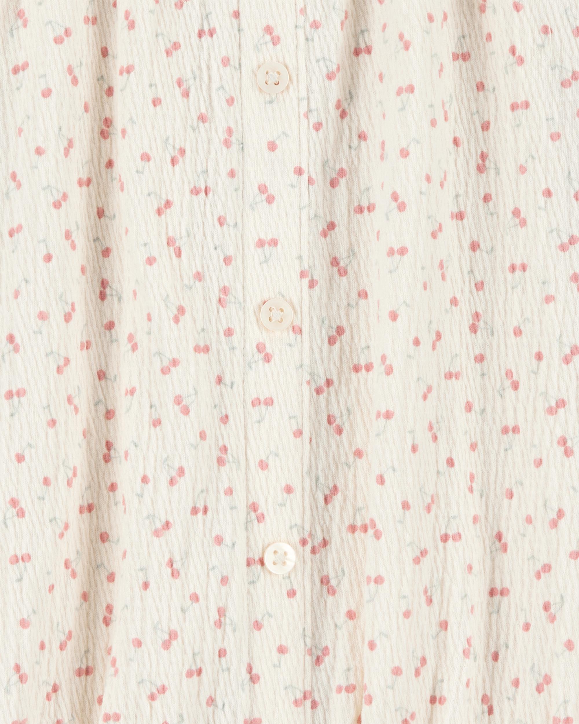 Kid Short-Sleeve Cherry-Print Fashion Top - Ivory