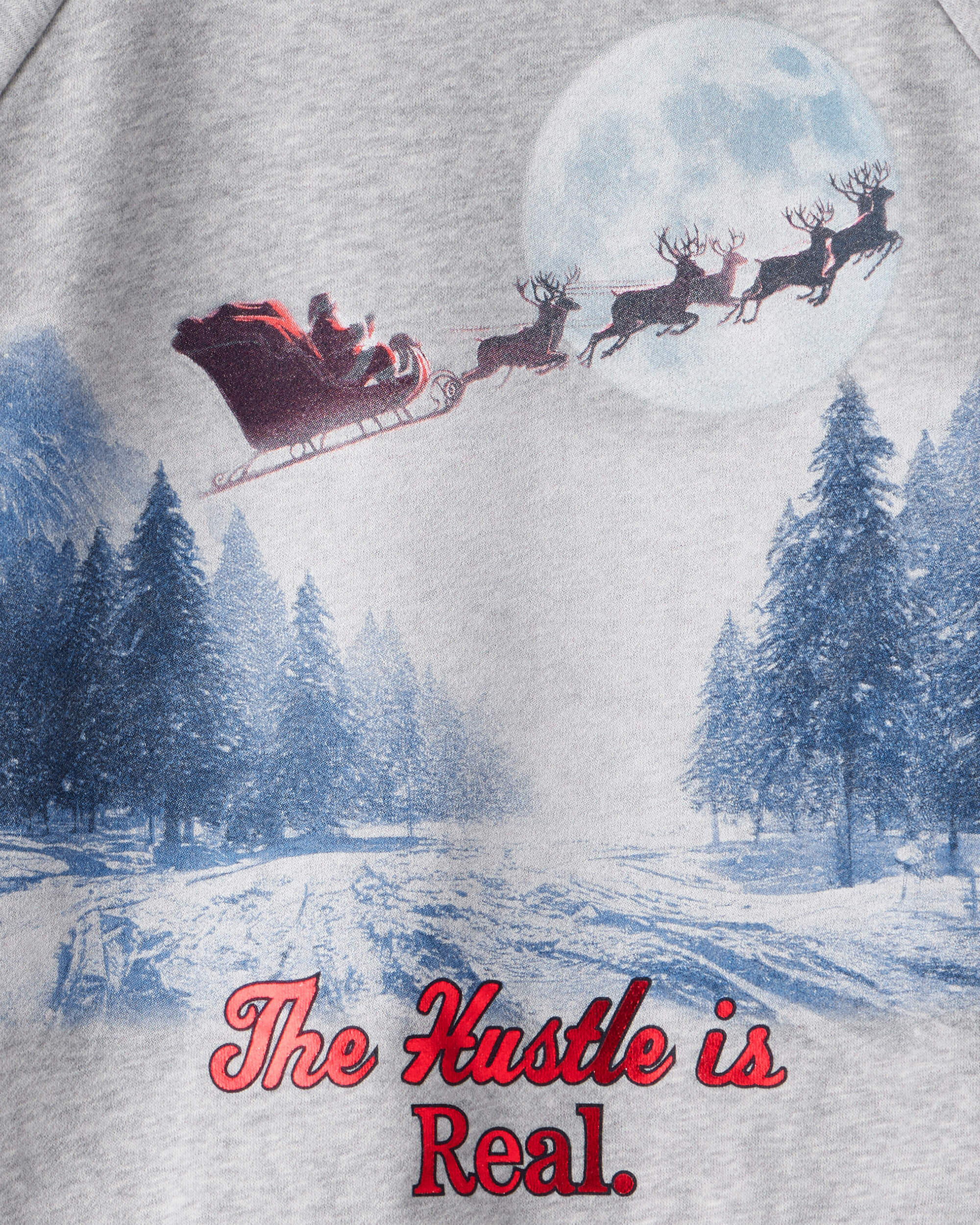 Boys Christmas The Hustle Is Real Long-Sleeve Pullover Sweatshirt - Grey