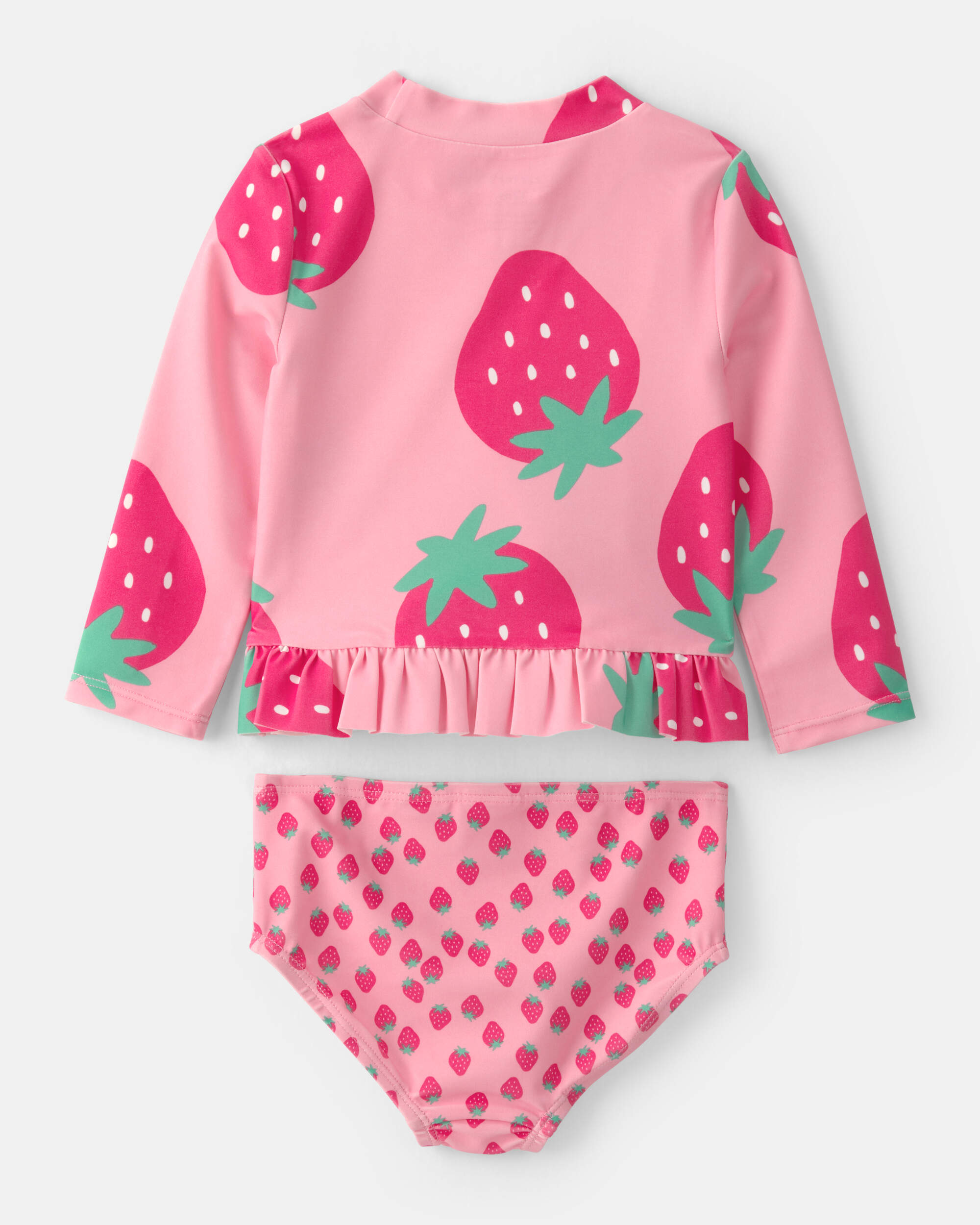 Baby Girl 2-Piece Strawberry Rashguard Swimsuit Set - Pink
