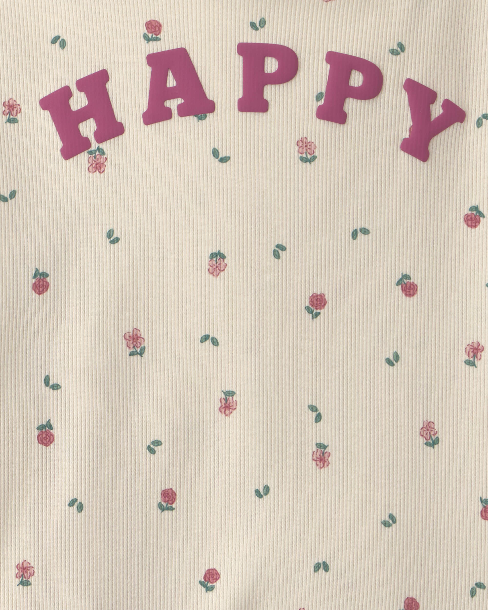 Toddler Girl 2-Piece 'Happy' Striped Twill Long-Sleeve Top & Pant Set - Pink/Cream