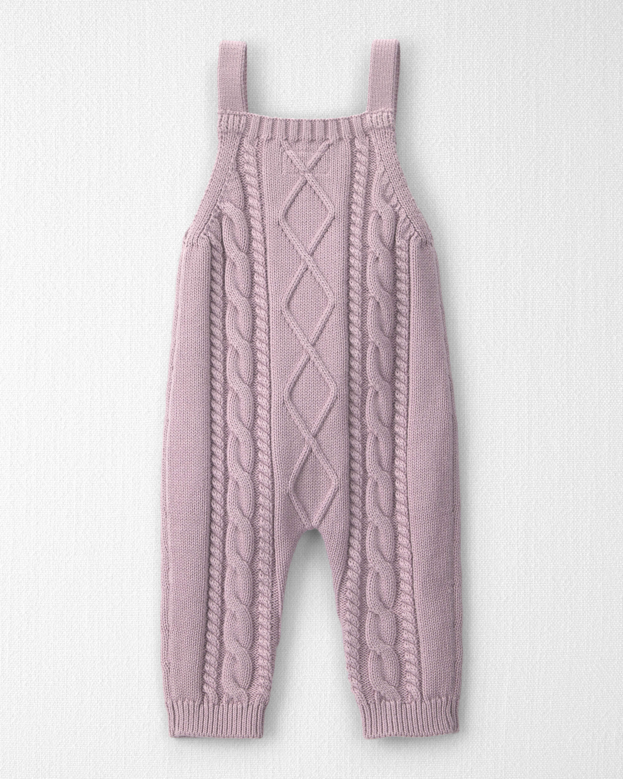 Baby Girl Organic Cotton Cable Knit Overalls