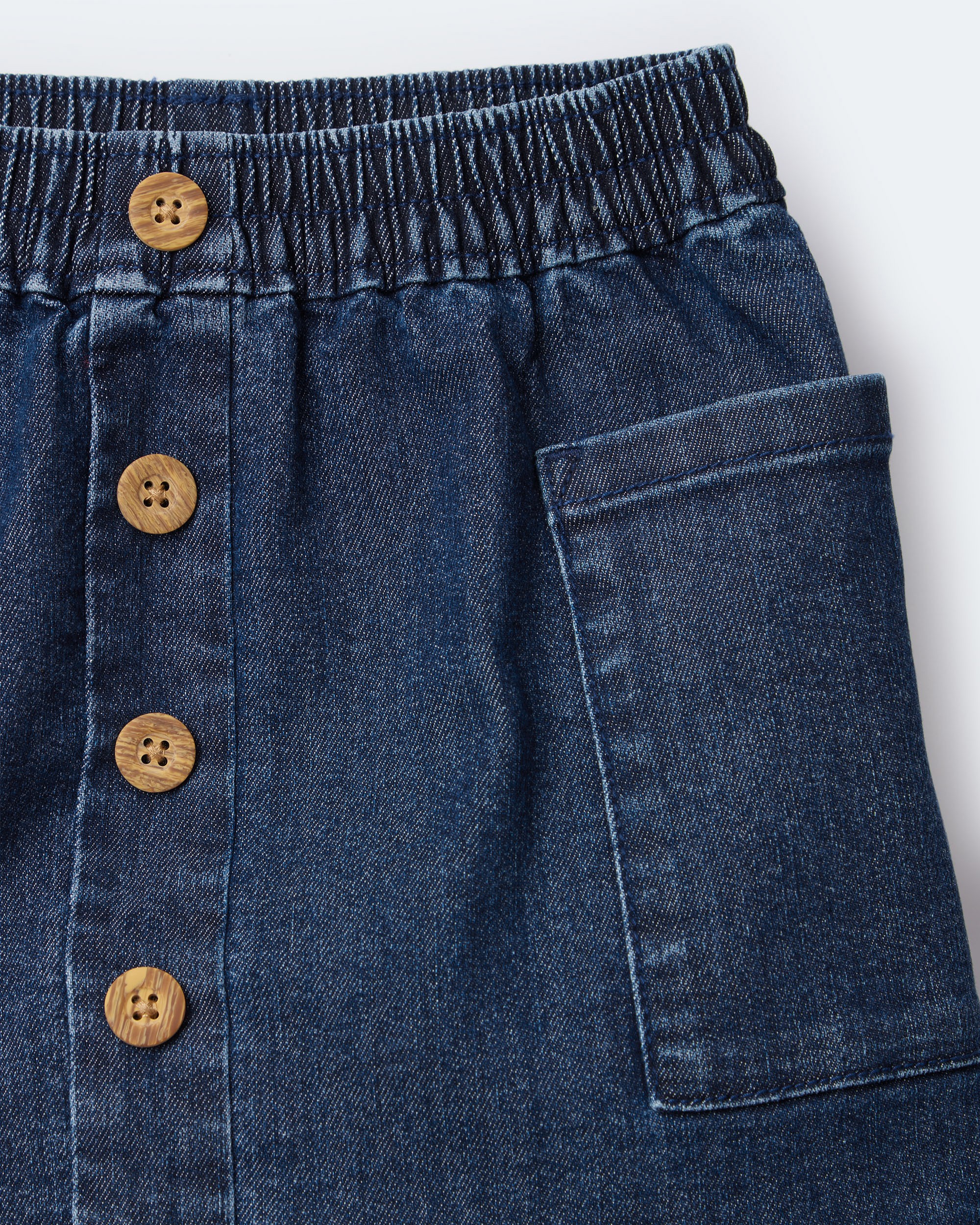 Toddler Girl Denim Skirt with Otter Pockets - Blue