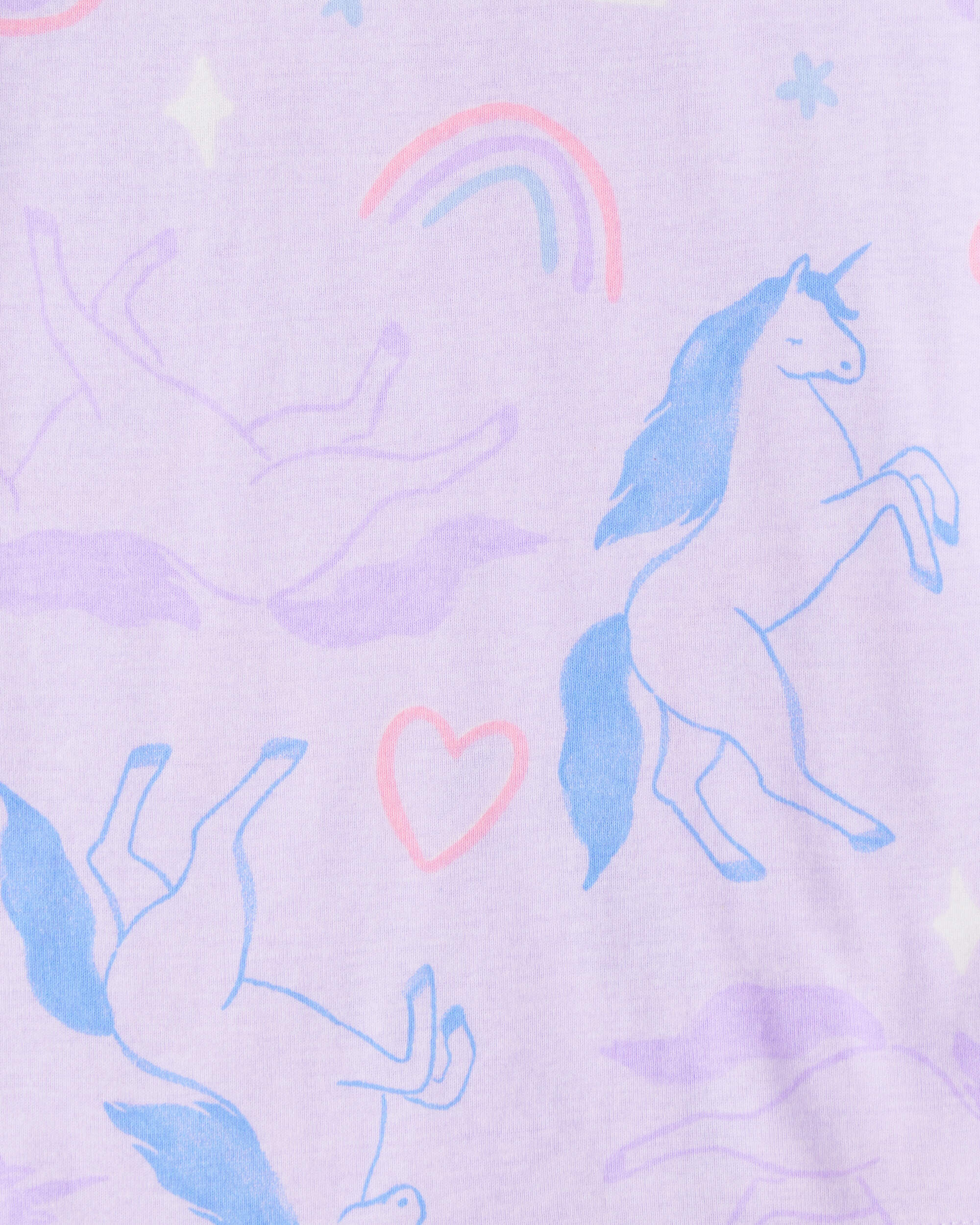 Girls Unicorn Print 100% Cotton Long-Sleeve 4-Piece Pyjamas - Purple