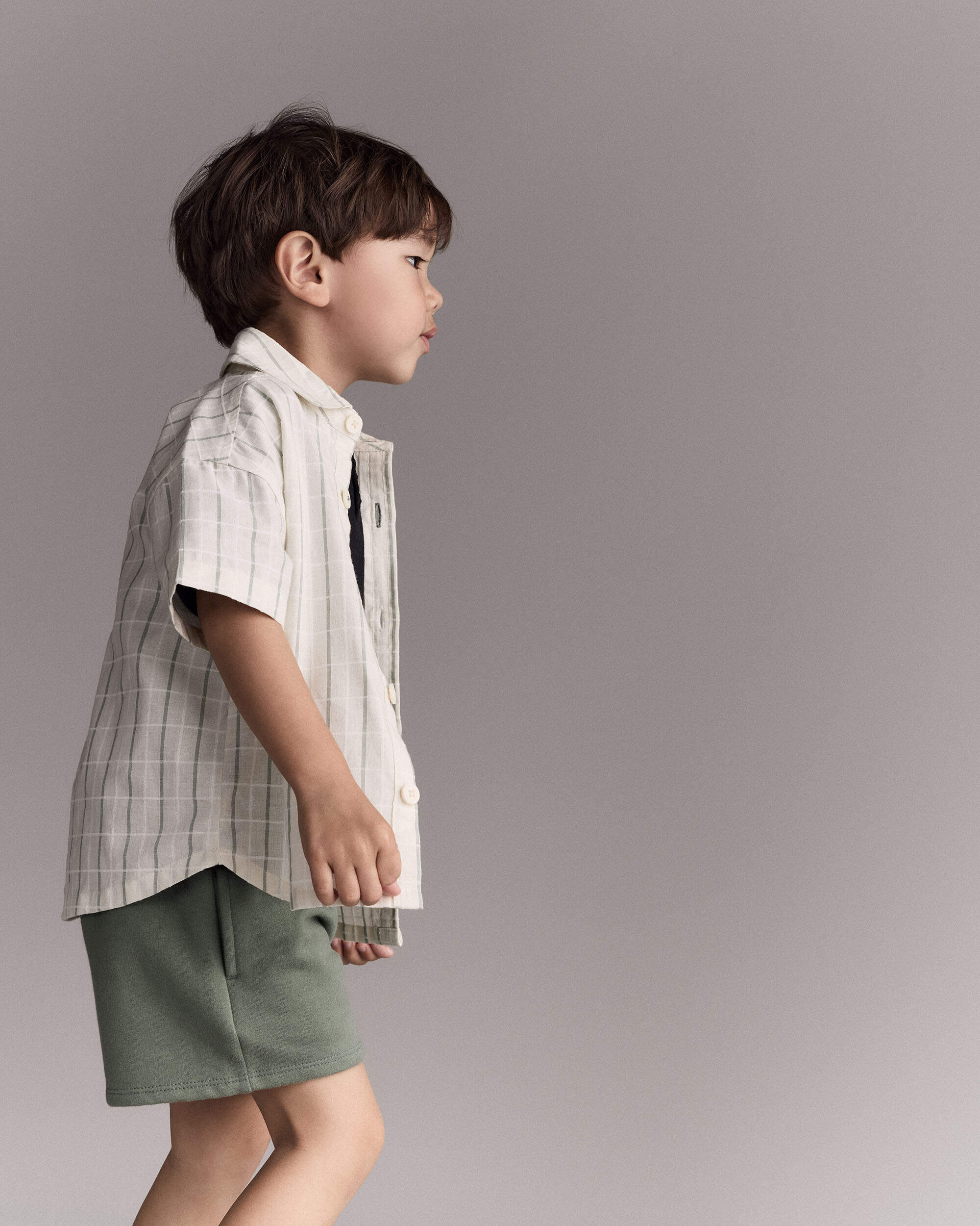 Toddler Boy Dobby Knit Button-Down Short-Sleeve Shirt - Cream