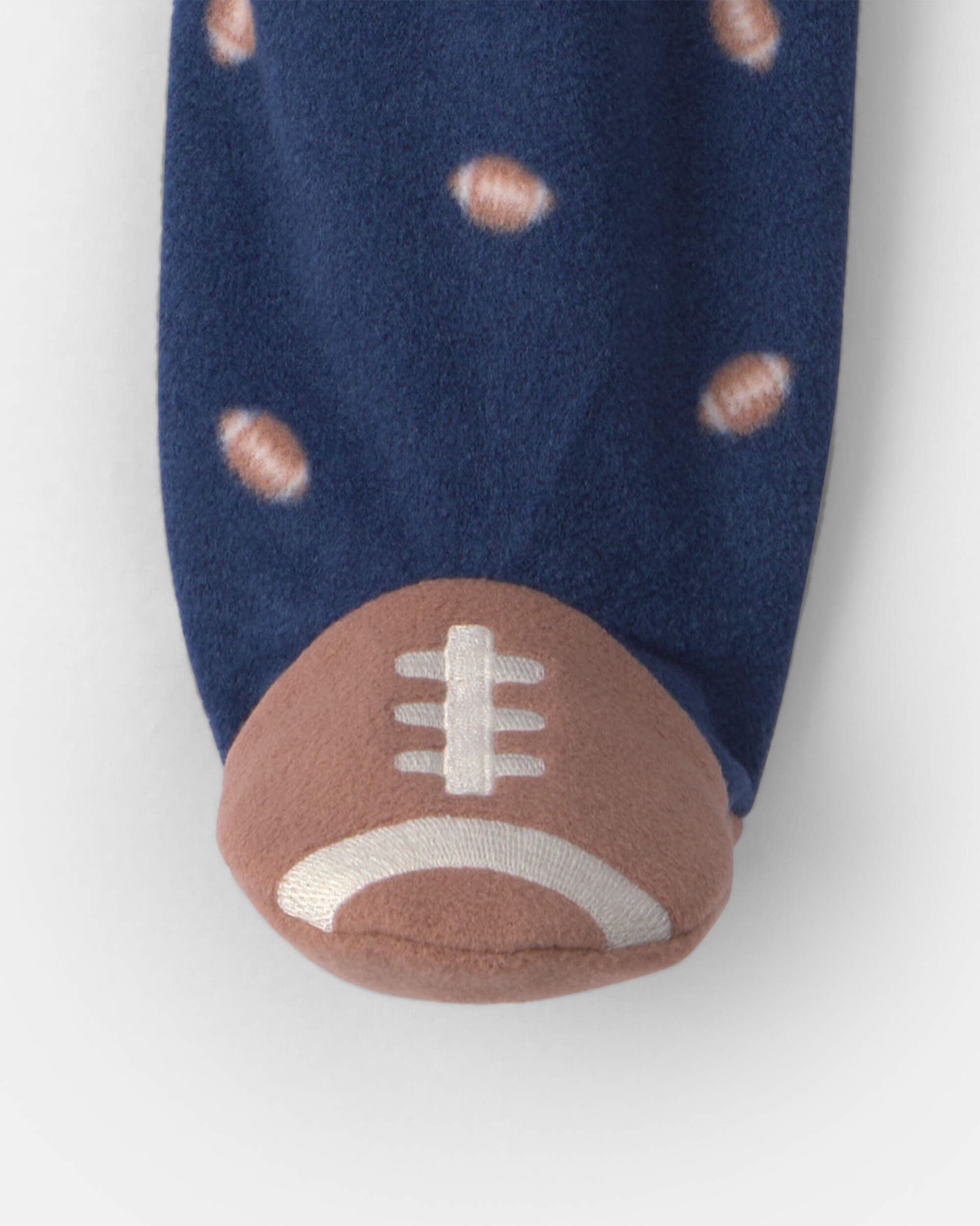 Baby Boy Football Fleece 2-Way Zip Sleeper - Navy Blue