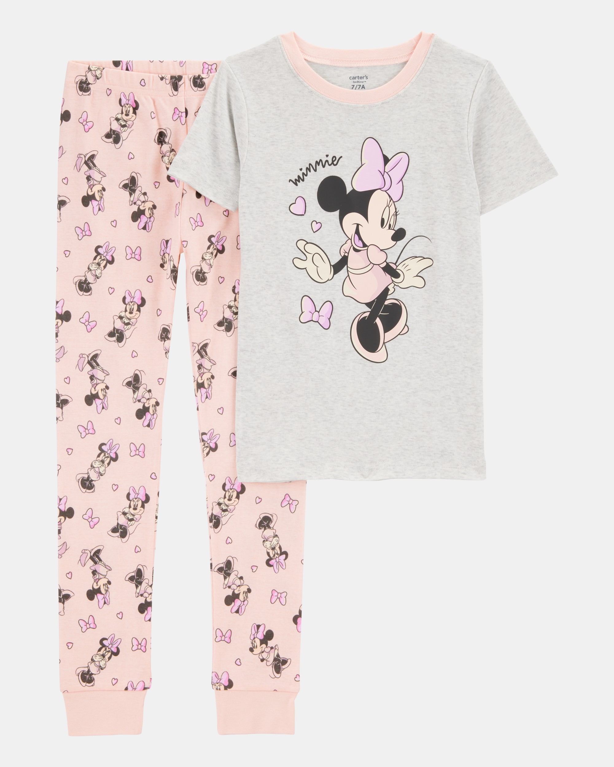 Girls Minnie Mouse Snug Fit Cotton 2-Piece Pyjamas