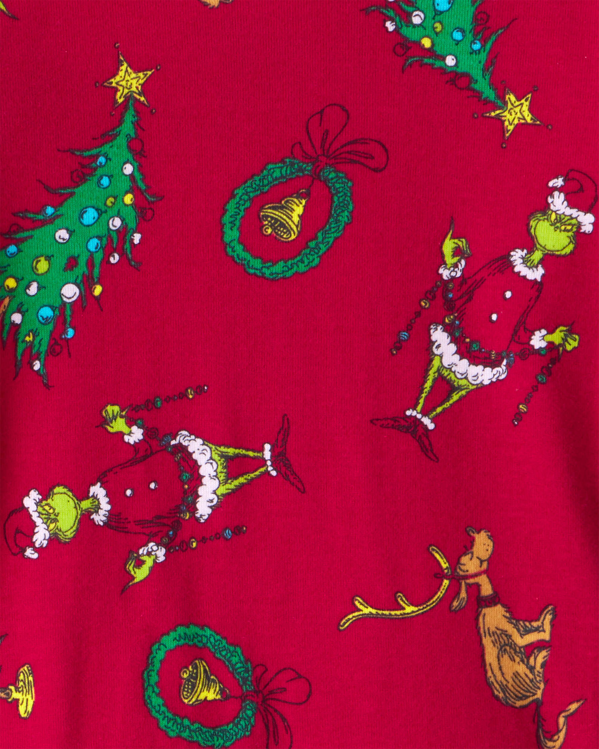 Toddler Dr. Seuss™ The Grinch Print 100% Cotton Long-Sleeve Snug Fit 2-Piece Pyjamas - Red