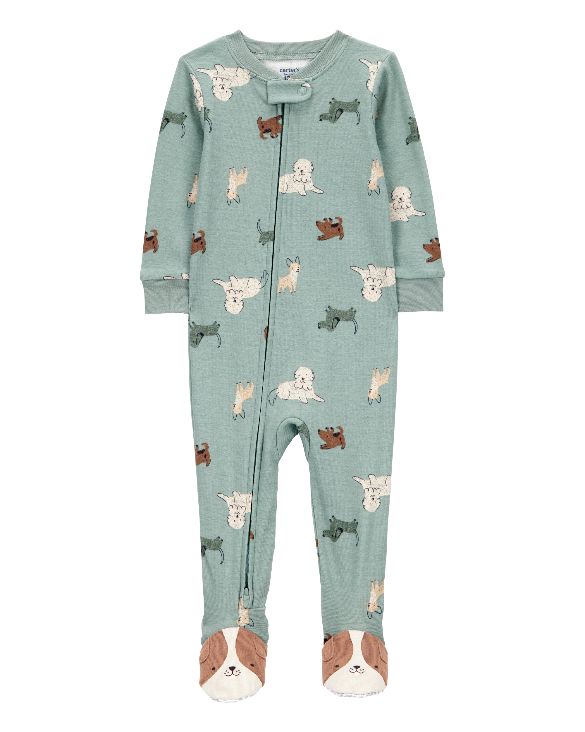 Baby 1-Piece Dog Print 100% Snug Fit Cotton Footie Pyjamas