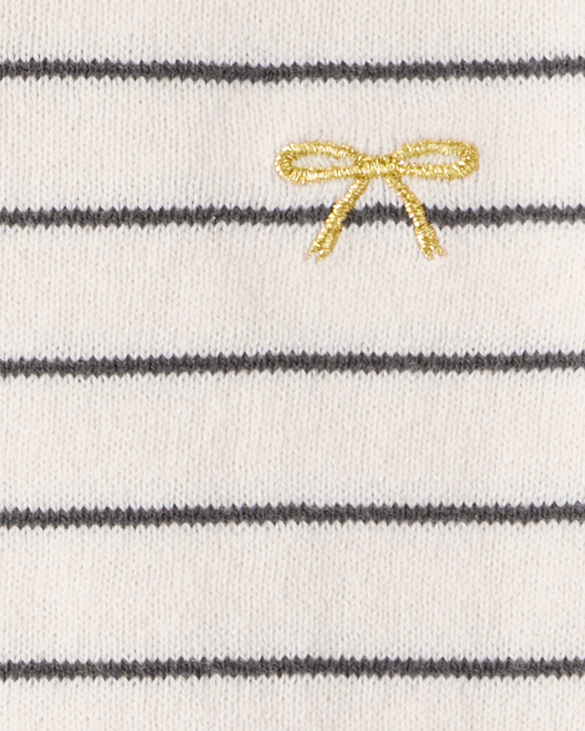 Baby Girl Bow Striped Long-Sleeve Tee & Pant Set - White/Grey