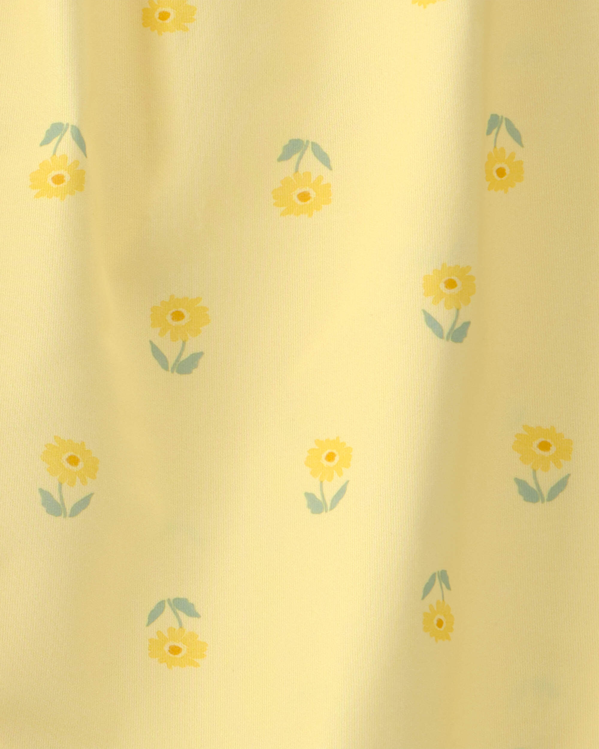 Girls Floral Sleeveless Loose Fit 2-Piece Pyjama Set - Yellow