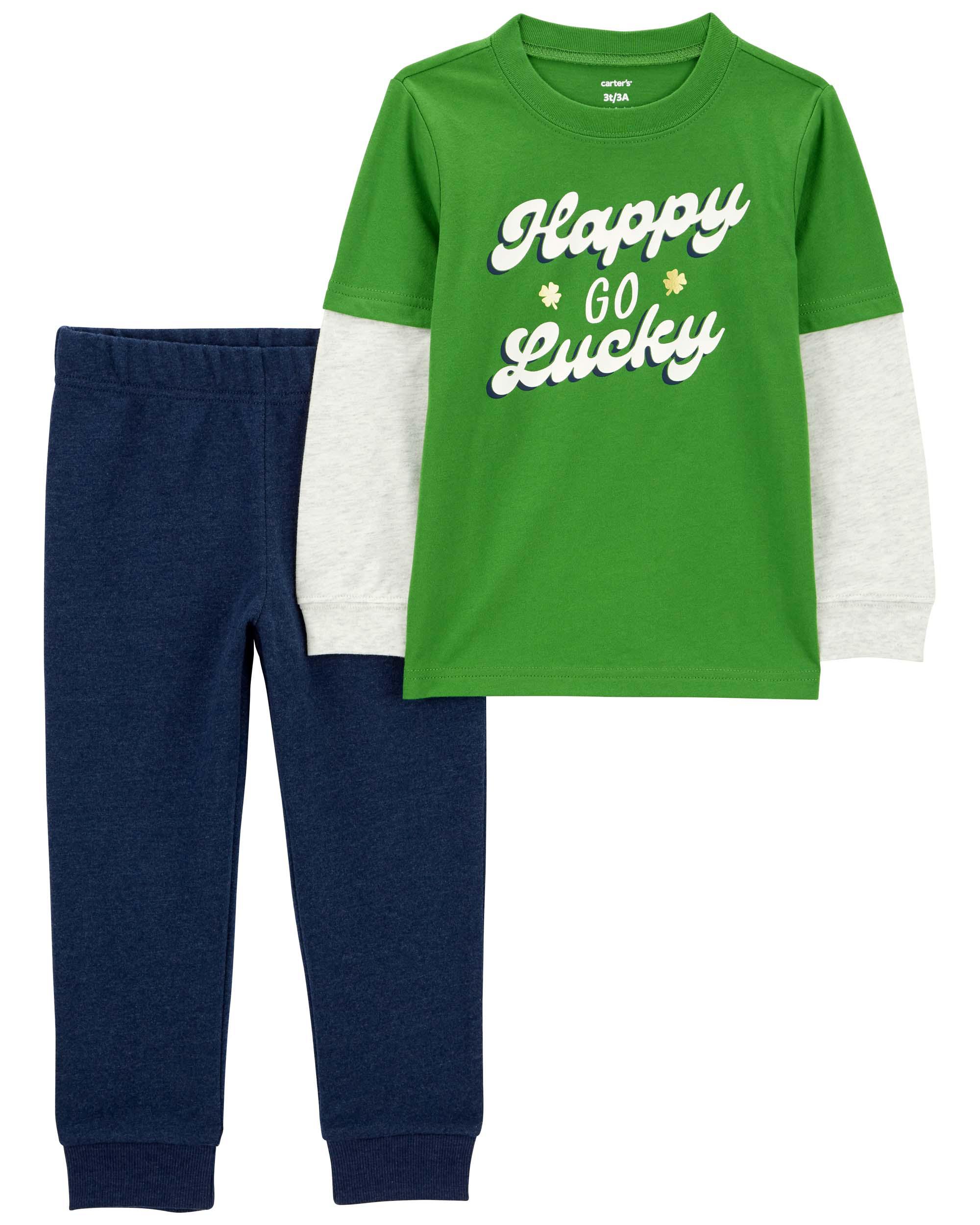 St. Patrick's Day 2-Piece "Happy Go Lucky" Outfit Set