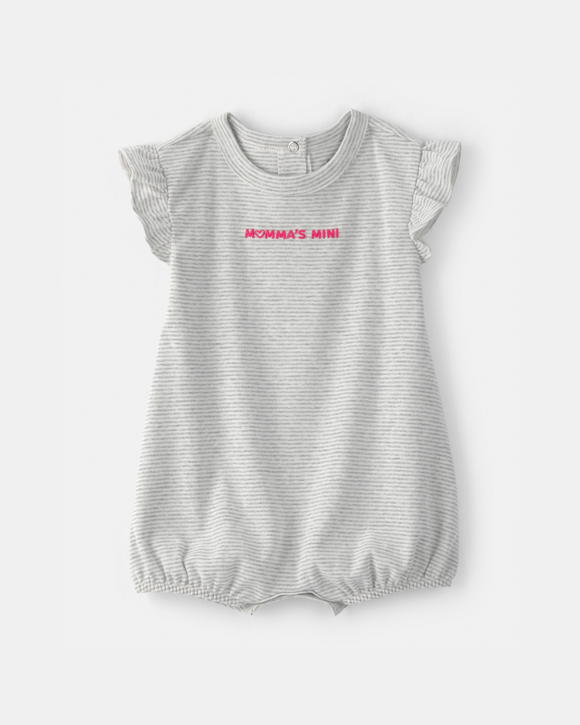Baby Girl Momma's Mini' Short-Sleeve Romper - Grey