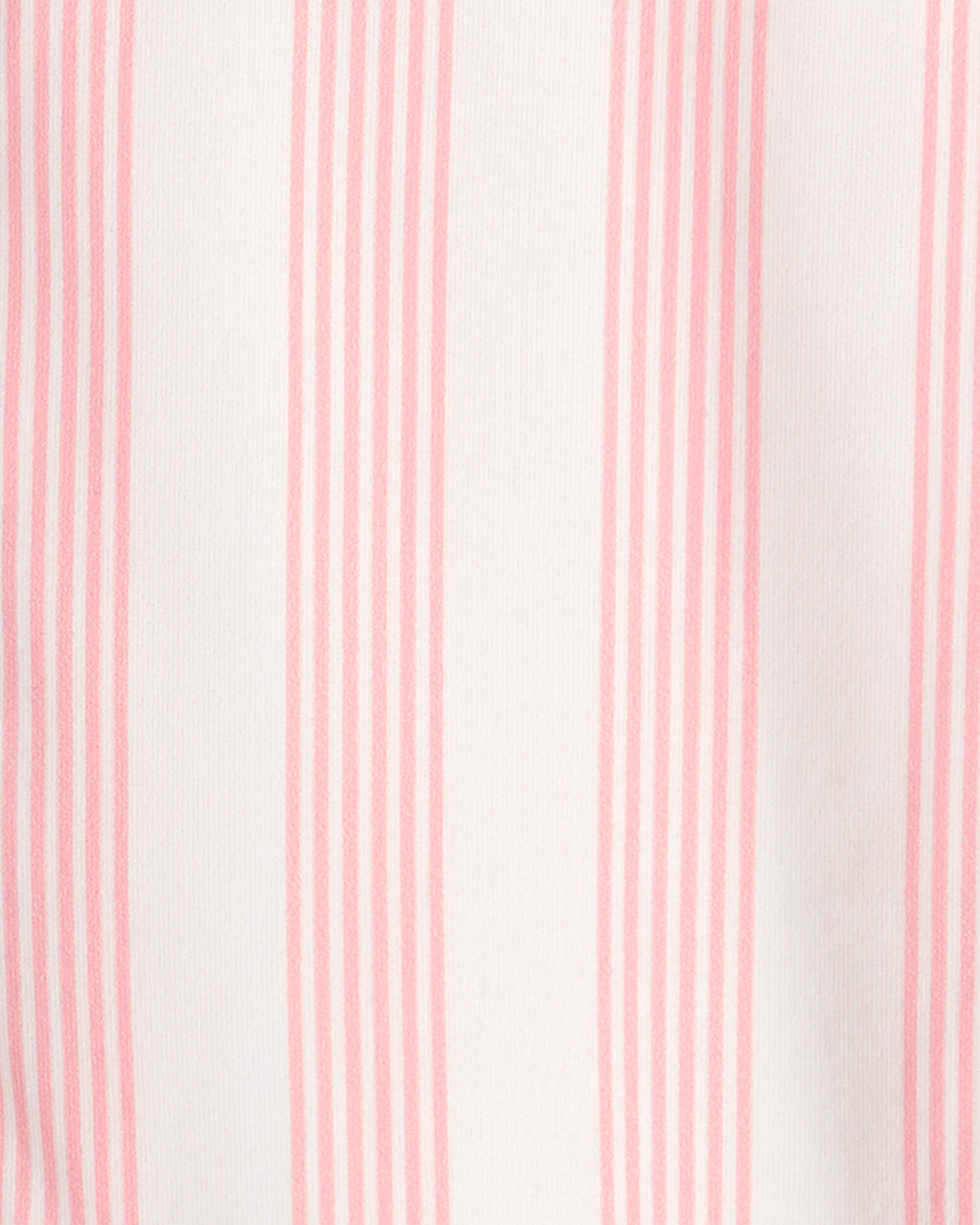 Girls Striped Loose Fit 2-Piece Pyjama Set - Pink/Ivory