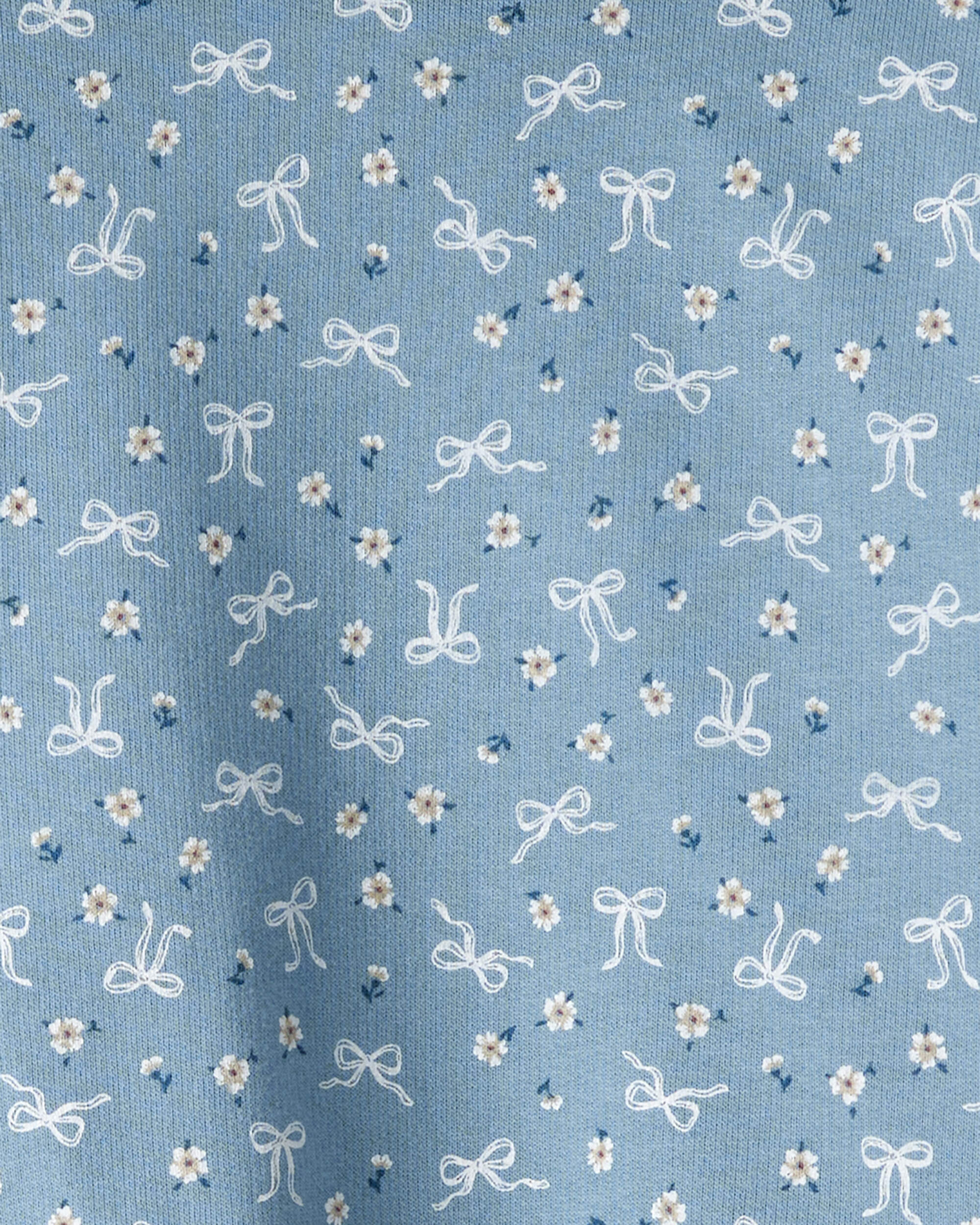 Toddler Girl 2-Piece Bow Print Cotton Long-Sleeve Hoodie & Pant Set - Blue