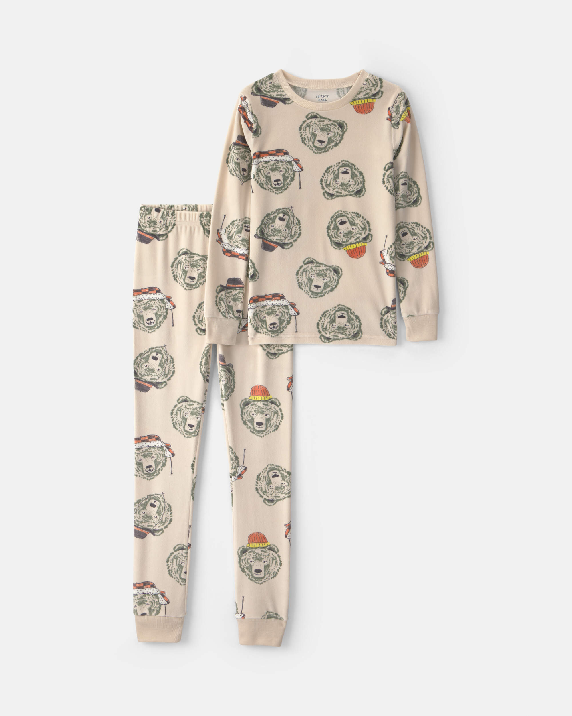 Boys 2-Piece Bears DreamPlush Snug Fit Pyjama Set - Tan