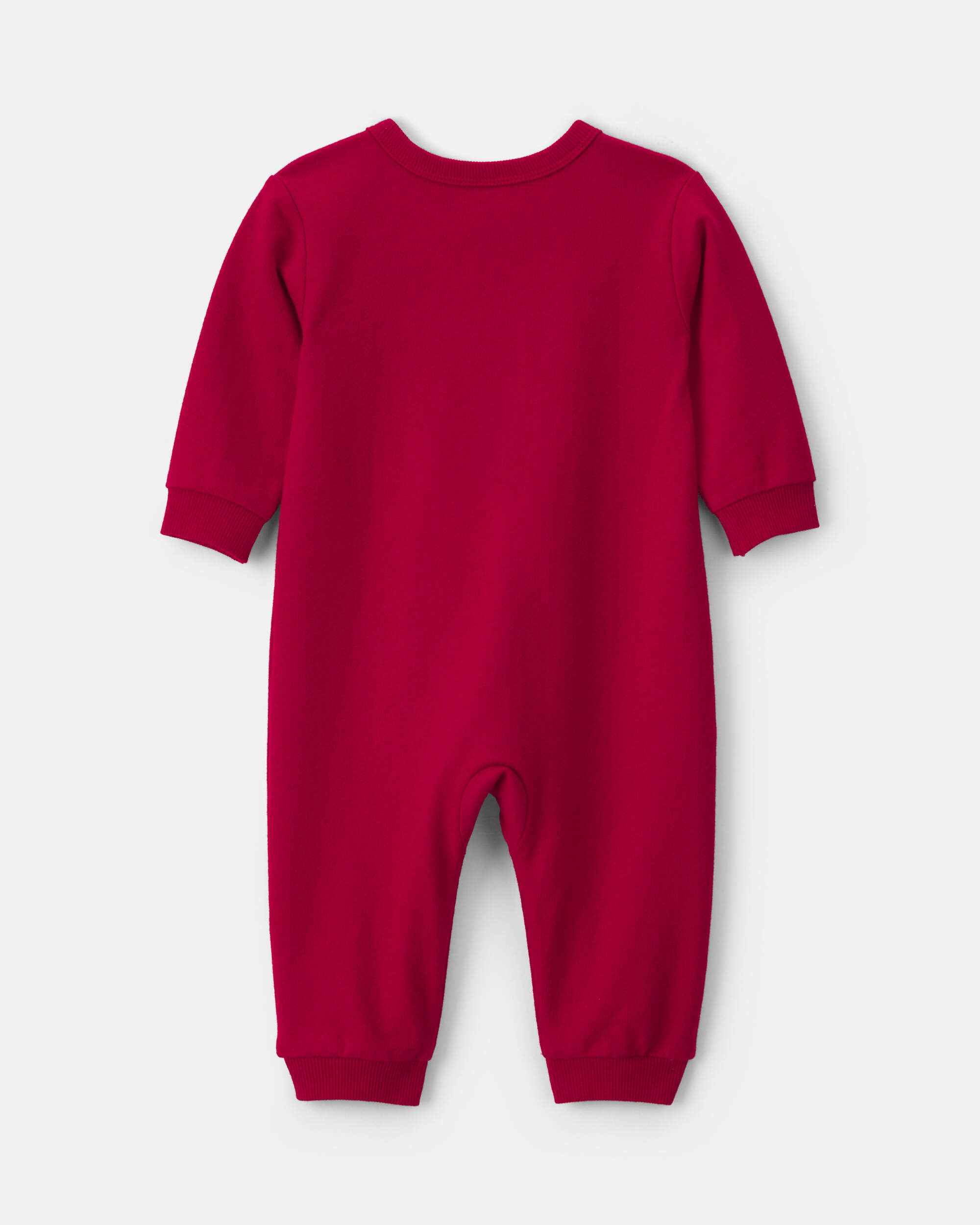 Baby 'Tiny Heart Big Love' Valentine's Day French Terry Long-Sleeve Jumpsuit - Red