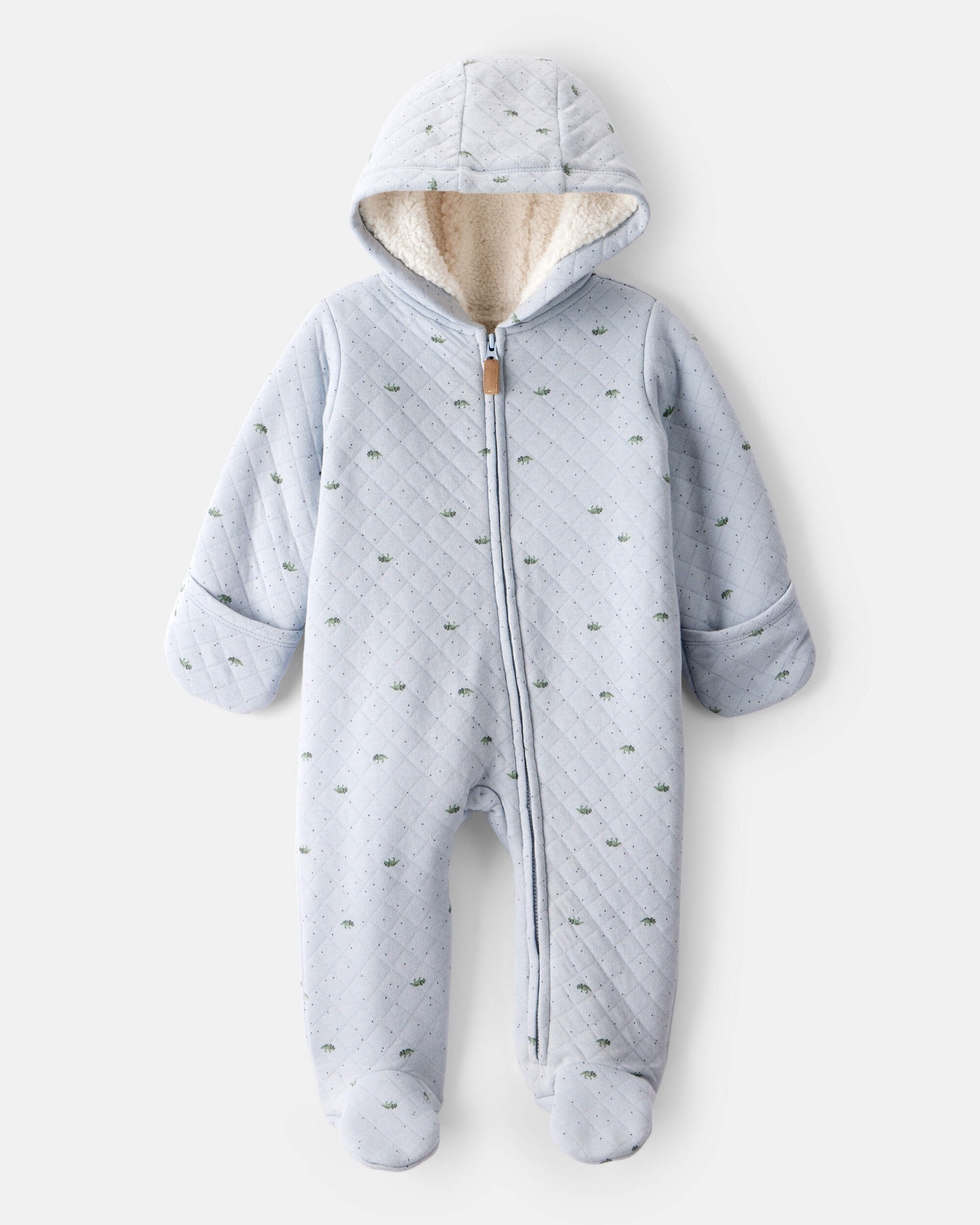 Baby Boy Dinosaur Print Long-Sleeve Jumpsuit - Blue