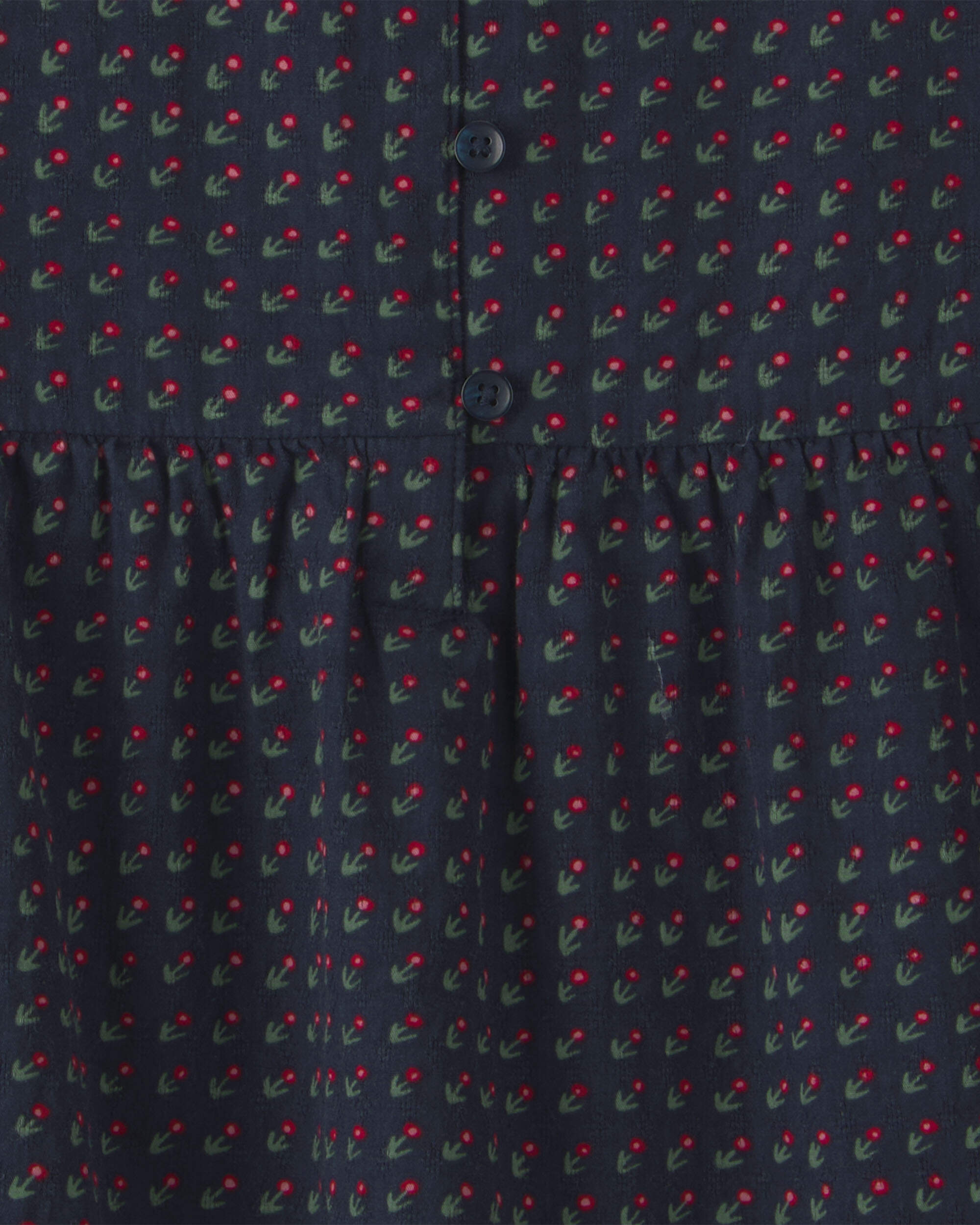 Girls Organic Cotton Dobby Dress Navy Floral