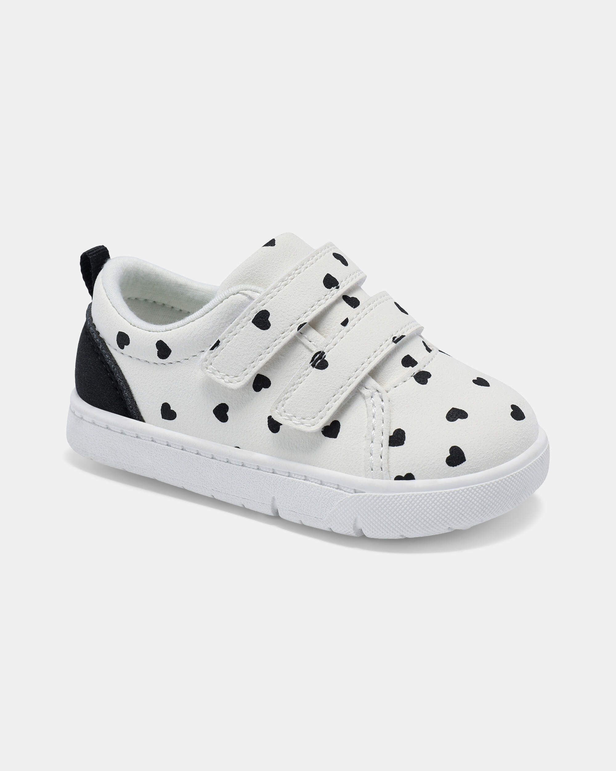 Baby Girl Heart Print Every Step® First Walker Casual Shoes - White/Black