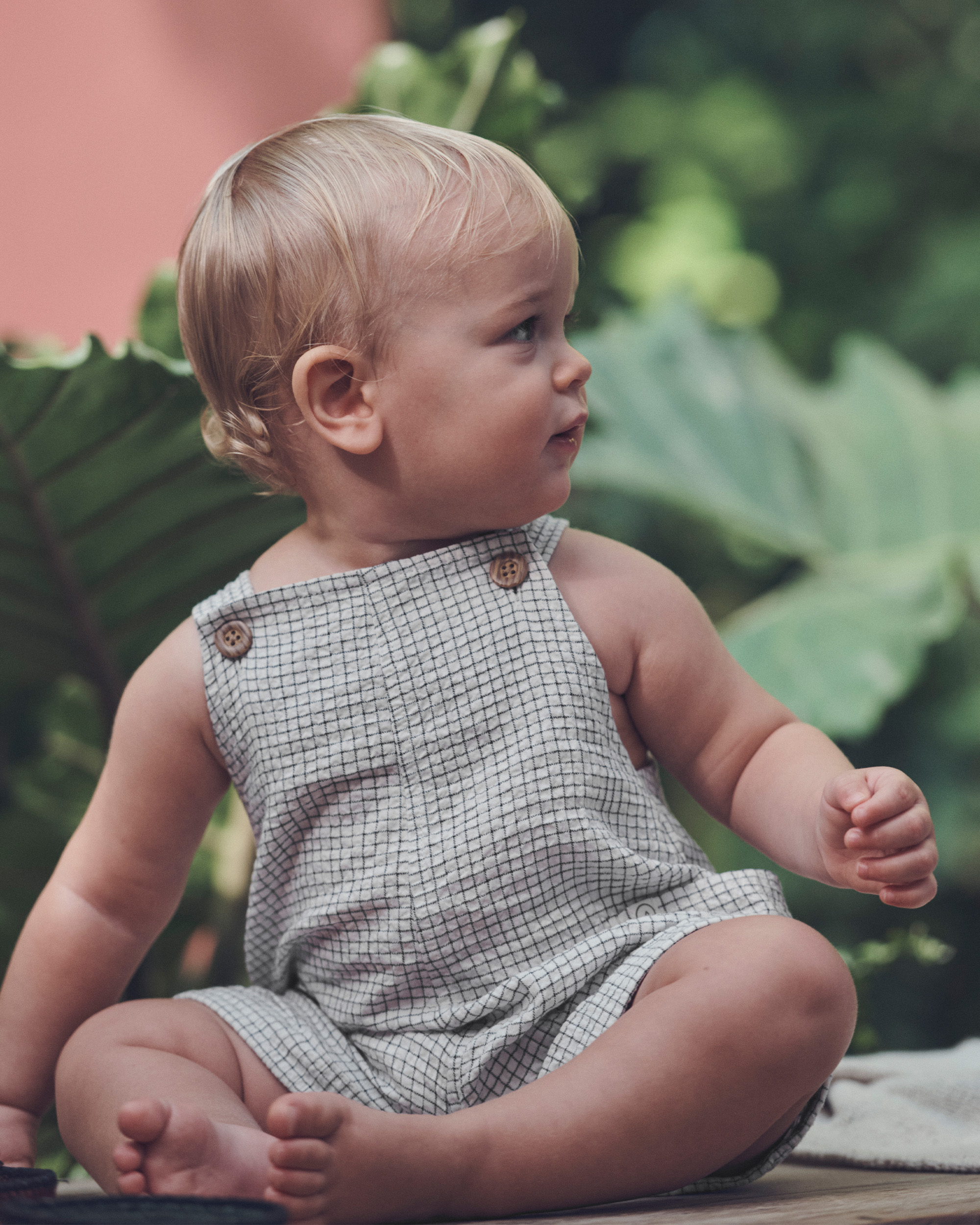 Baby Organic Cotton Seersucker Gauze Shortalls, , hi-res
