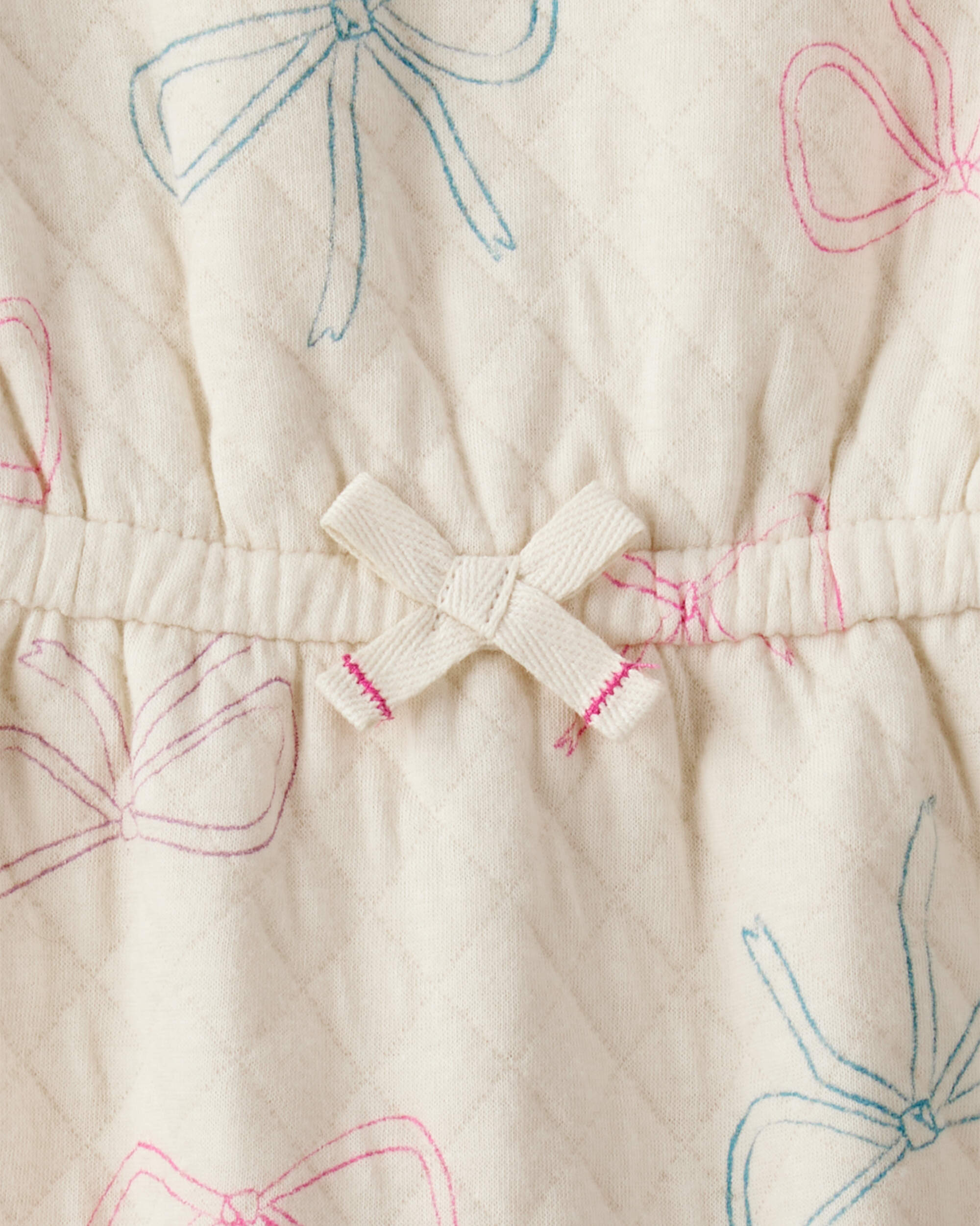 Baby Girl Bow Print Long-Sleeve Jumpsuit - White