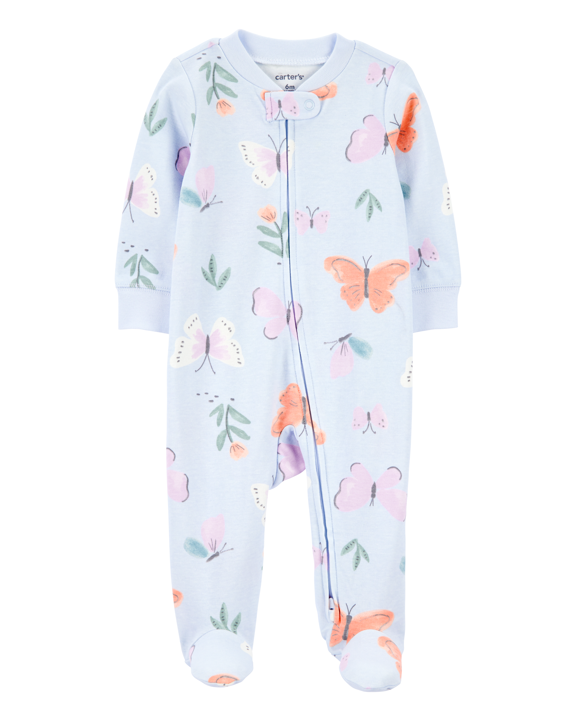 Baby Girl Butterfly 2-Way Zipper Cotton Sleeper