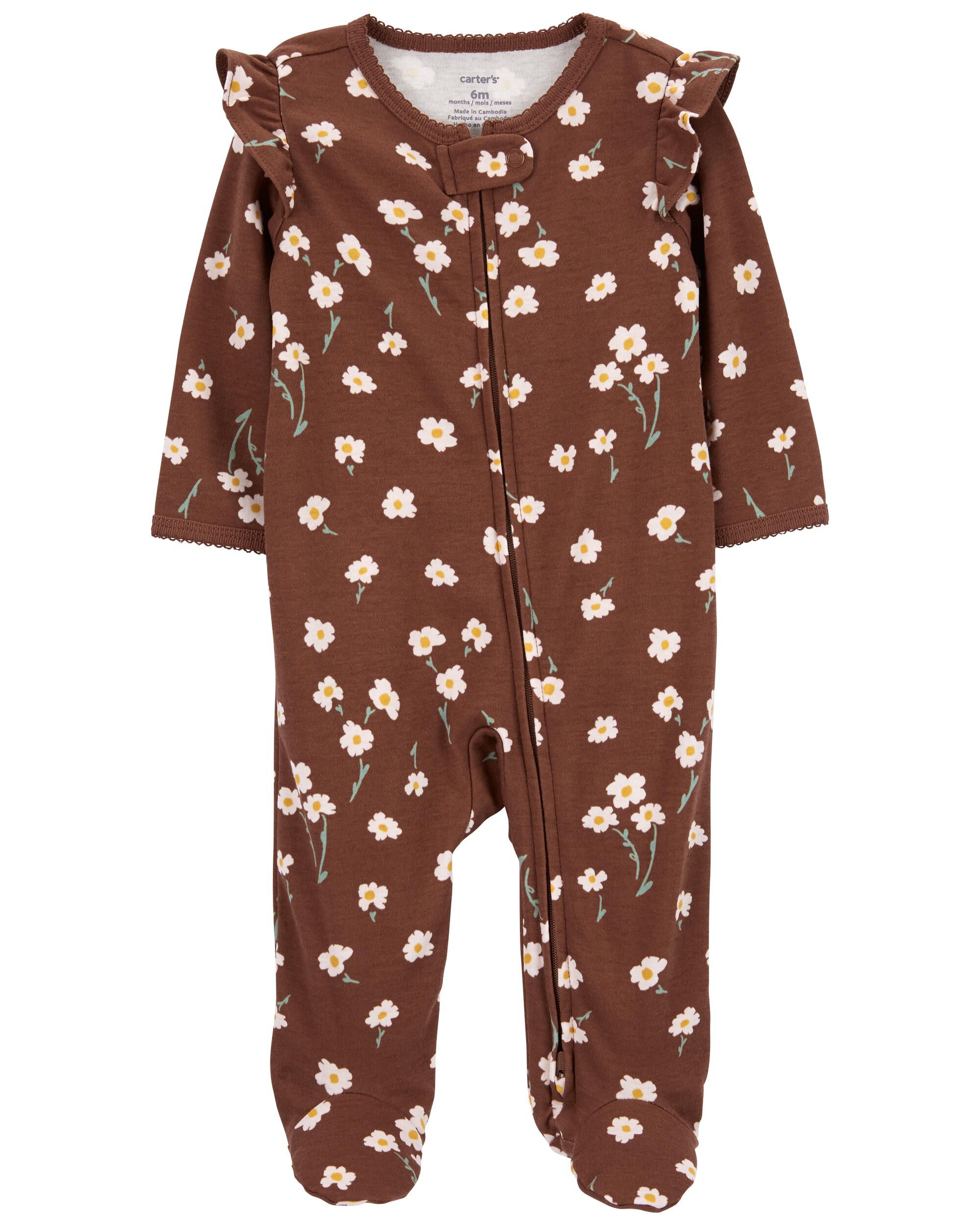 Floral 2-Way Zip Cotton Sleeper Pyjamas